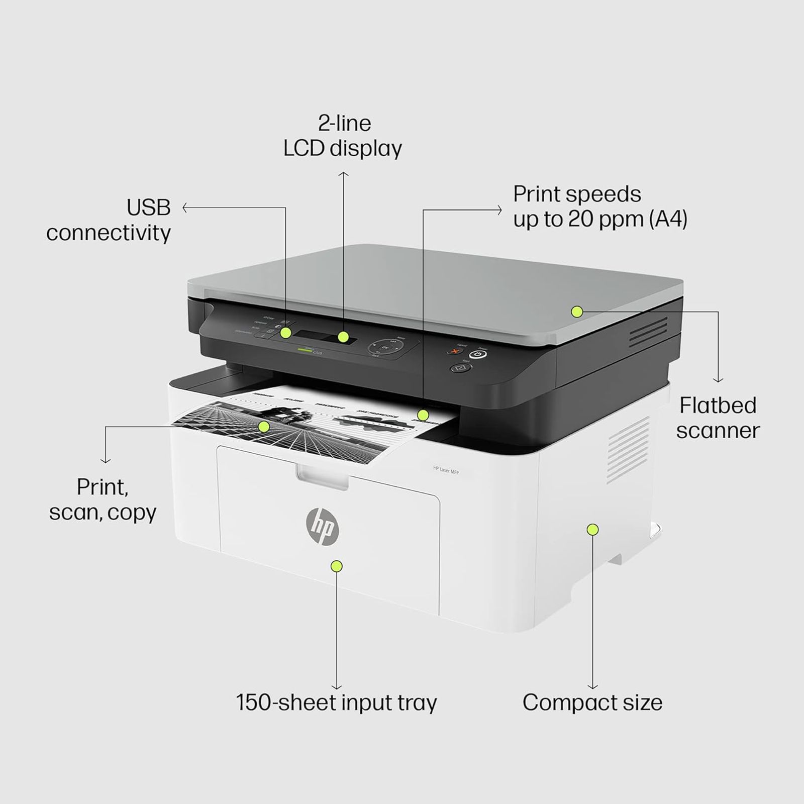 HP Laser MFP 1188A Multi Function Monochrome Laser Printer with 2-Line LCD Display (CIS Sensor, White) HP Laser MFP 1188A Multi Function Monochrome Laser Printer with 2-Line LCD Display (CIS Sensor, White)_4