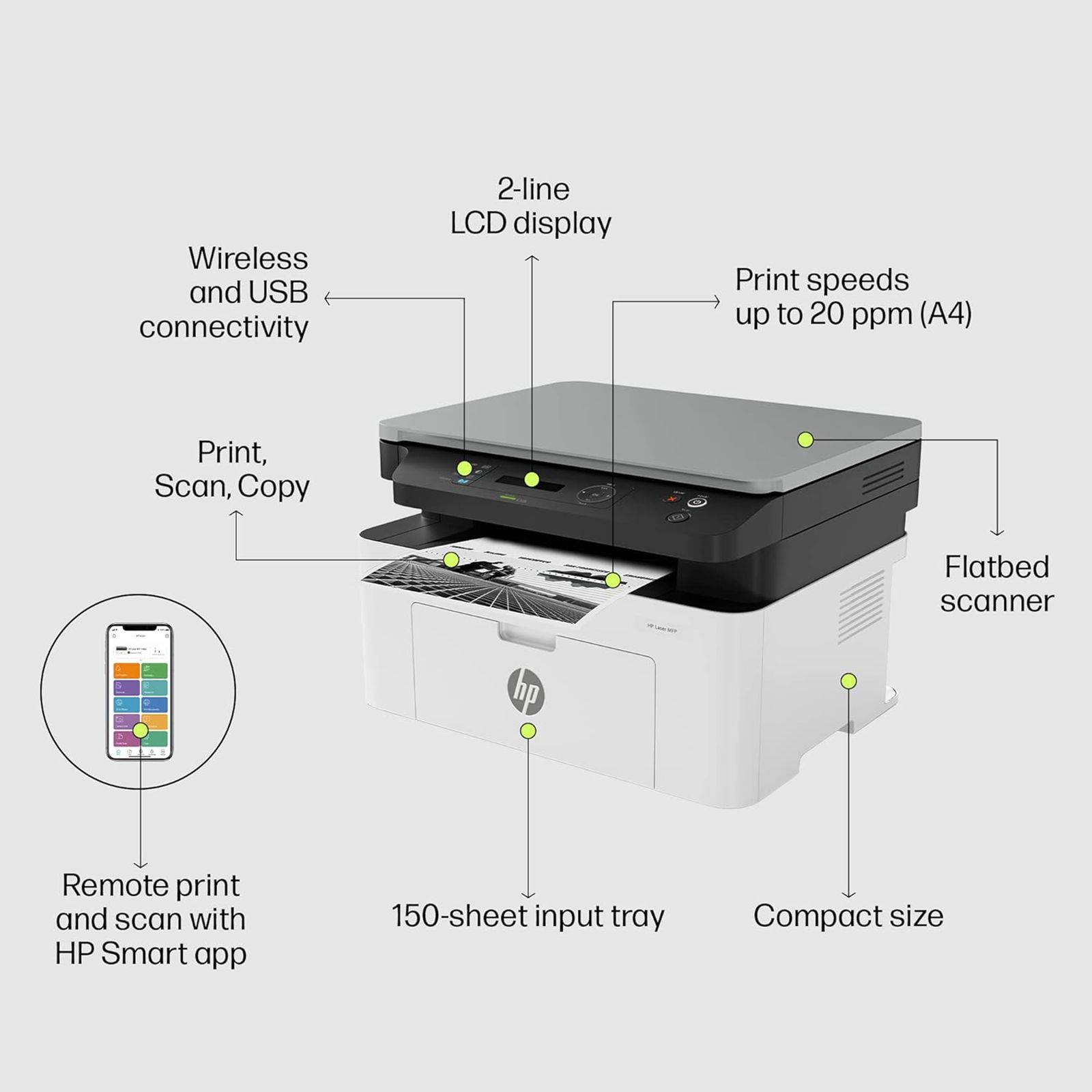HP Laser MFP 1188W Multi Function Wi-Fi Monochrome Laser Printer with 2-Line LCD Display (3 LED Indicator Lights, White) HP Laser MFP 1188W Multi Function Wi-Fi Monochrome Laser Printer with 2-Line LCD Display (3 LED Indicator Lights, White)_6