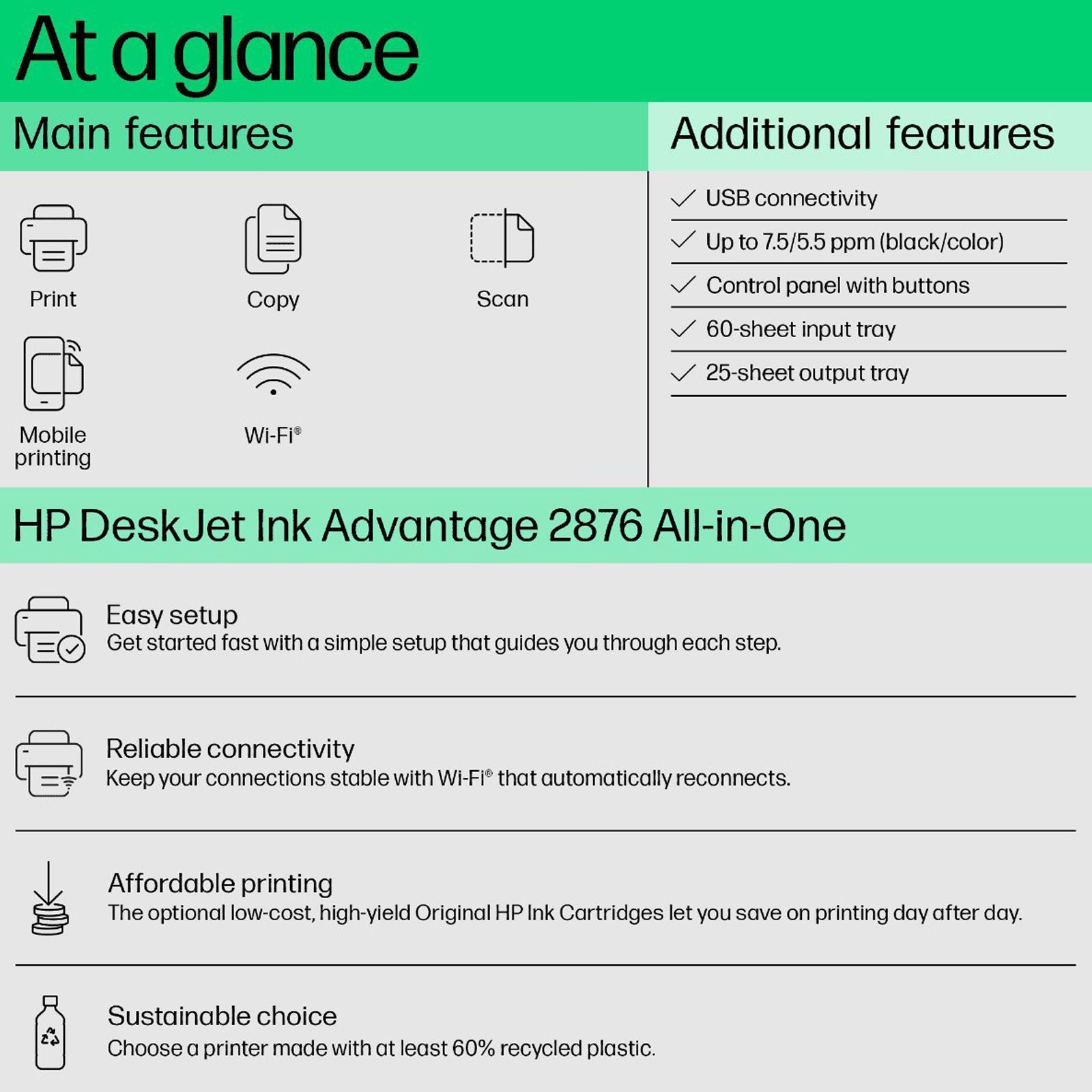 HP DeskJet Ink Advantage 2876 All in One Wi-Fi Inkjet Printer with Icon LCD Display (Simple Setup Smart App, Cement)_10