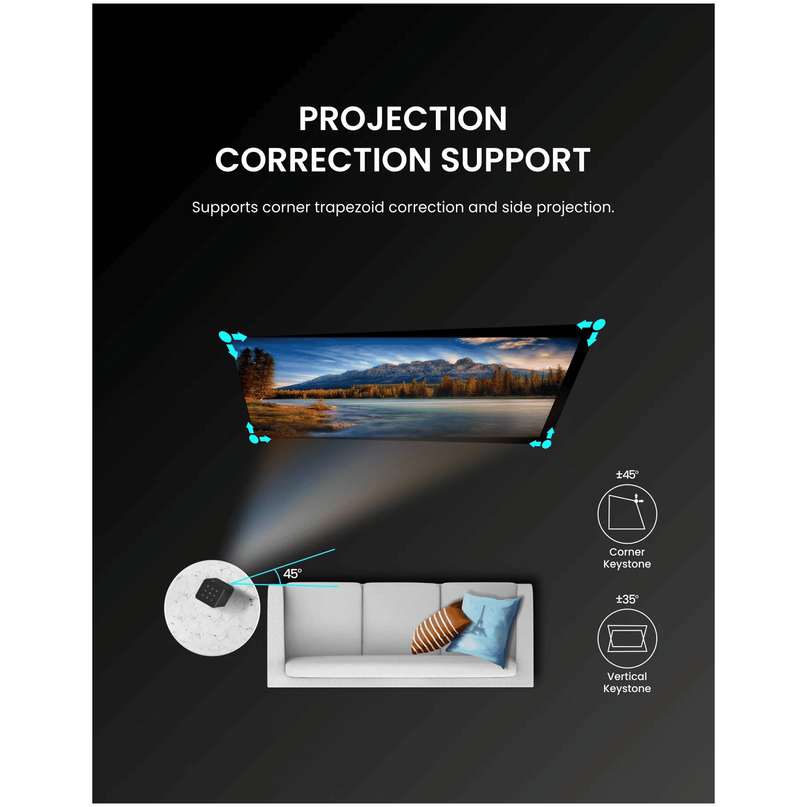 Portronics Pico 11 Ultra HD 4K LED Projector With Remote (840 Lumens, WiFi, Black) Portronics Pico 11 Ultra HD 4K LED Projector With Remote (840 Lumens, WiFi, Black)_6