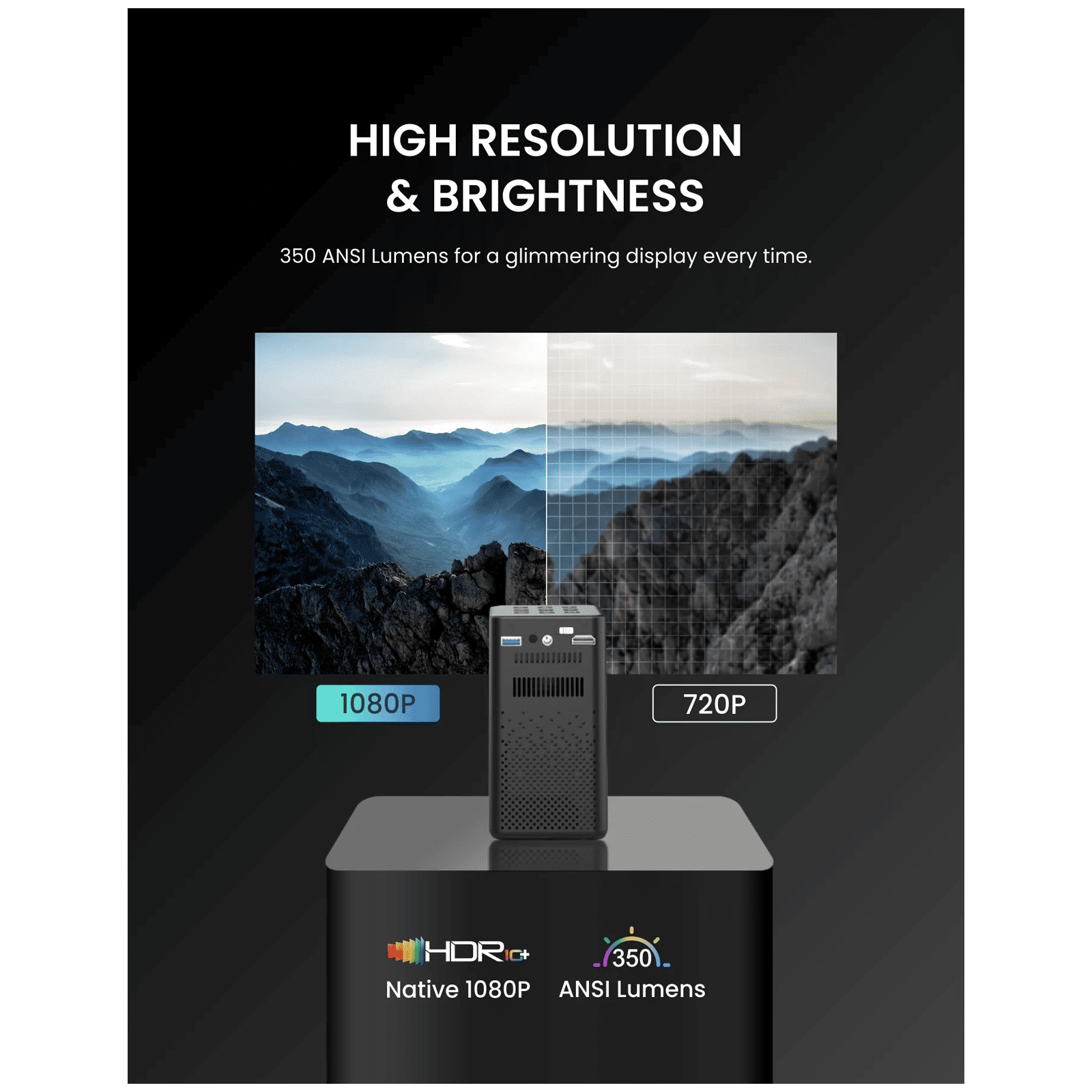 Portronics Pico 11 Ultra HD 4K LED Projector With Remote (840 Lumens, WiFi, Black) Portronics Pico 11 Ultra HD 4K LED Projector With Remote (840 Lumens, WiFi, Black)_4
