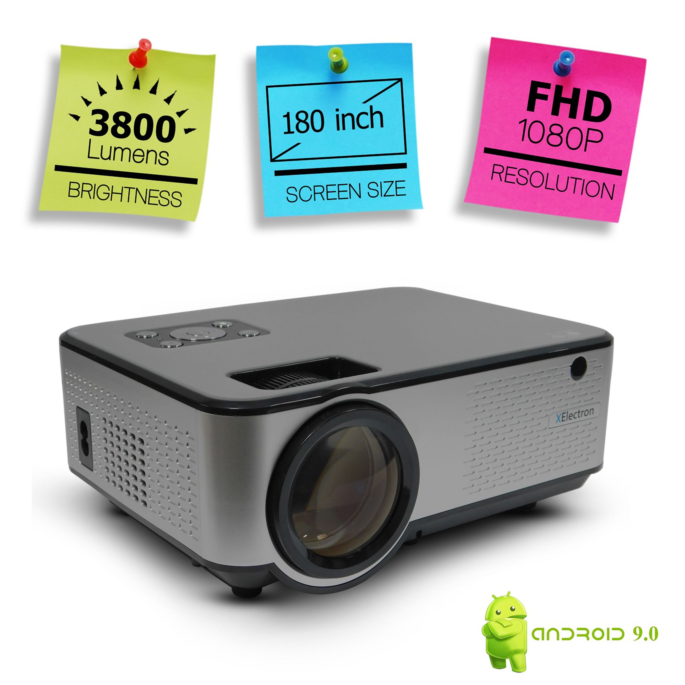 XElectron C9 Plus Full HD LED Projector (3800 Lumens, USB + HDMI + AV + VGA Ports, Bluetooth Connectivity, Grey) XElectron C9 Plus Full HD LED Projector (3800 Lumens, USB + HDMI + AV + VGA Ports, Bluetooth Connectivity, Grey)_6