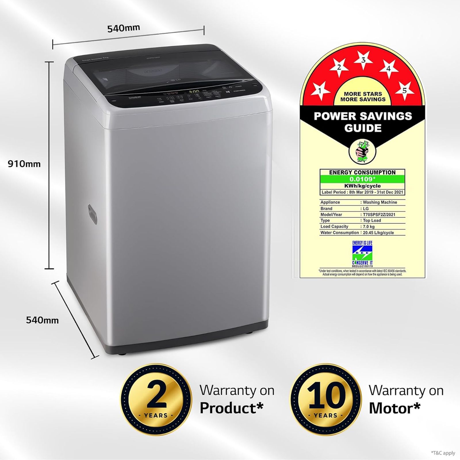 LG 7 kg 5 Star Inverter Fully Automatic Top Load Washing Machine (T70SPSF2Z.ASFQEIL, Auto Balance System, Middle Free Silver)_20