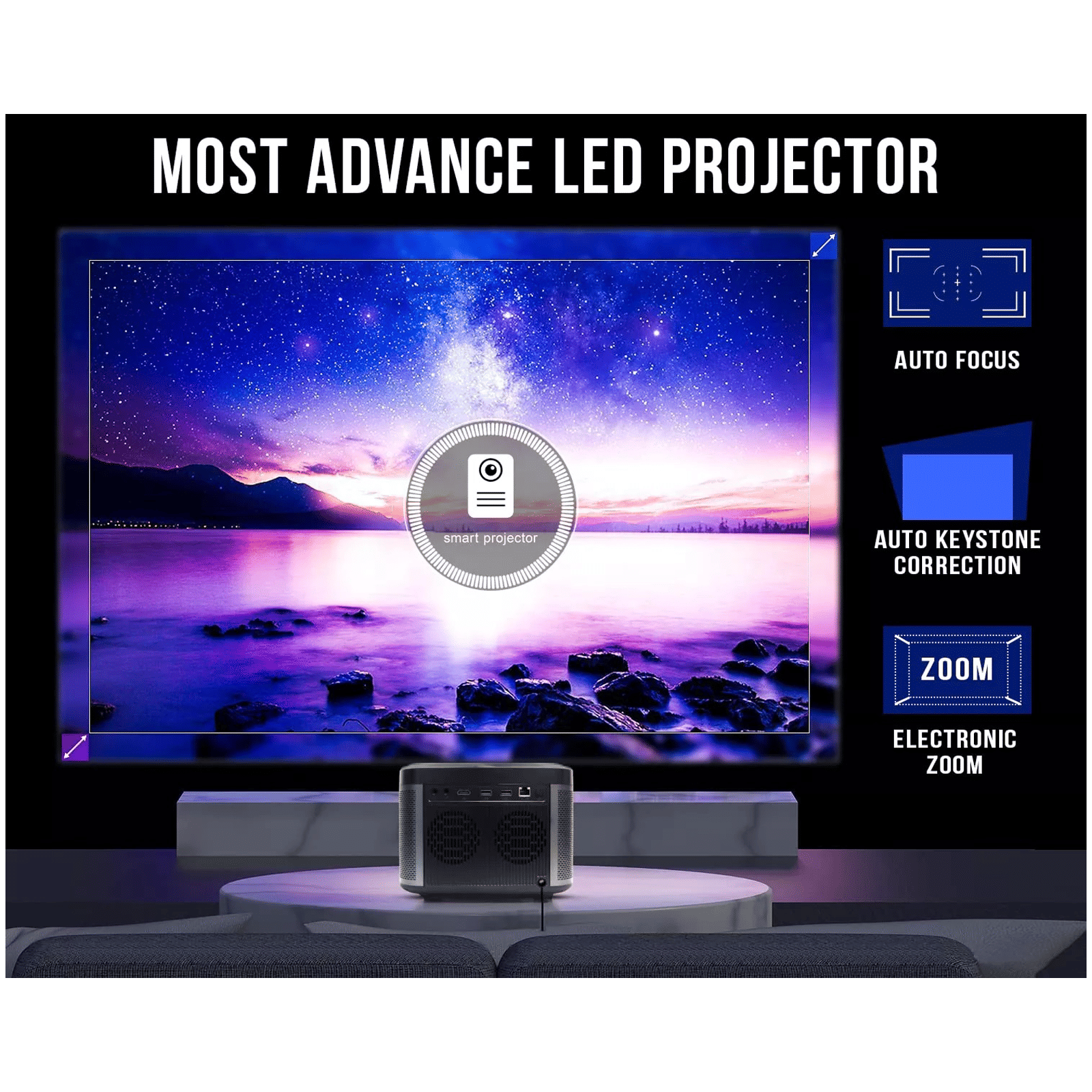 XElectron iProjector 1 Full HD LED Projector (7500 Lumens, Bluetooth, USB, HDMI, Built-in Chromecast, Grey) XElectron iProjector 1 Full HD LED Projector (7500 Lumens, Bluetooth, USB, HDMI, Built-in Chromecast, Grey)_7