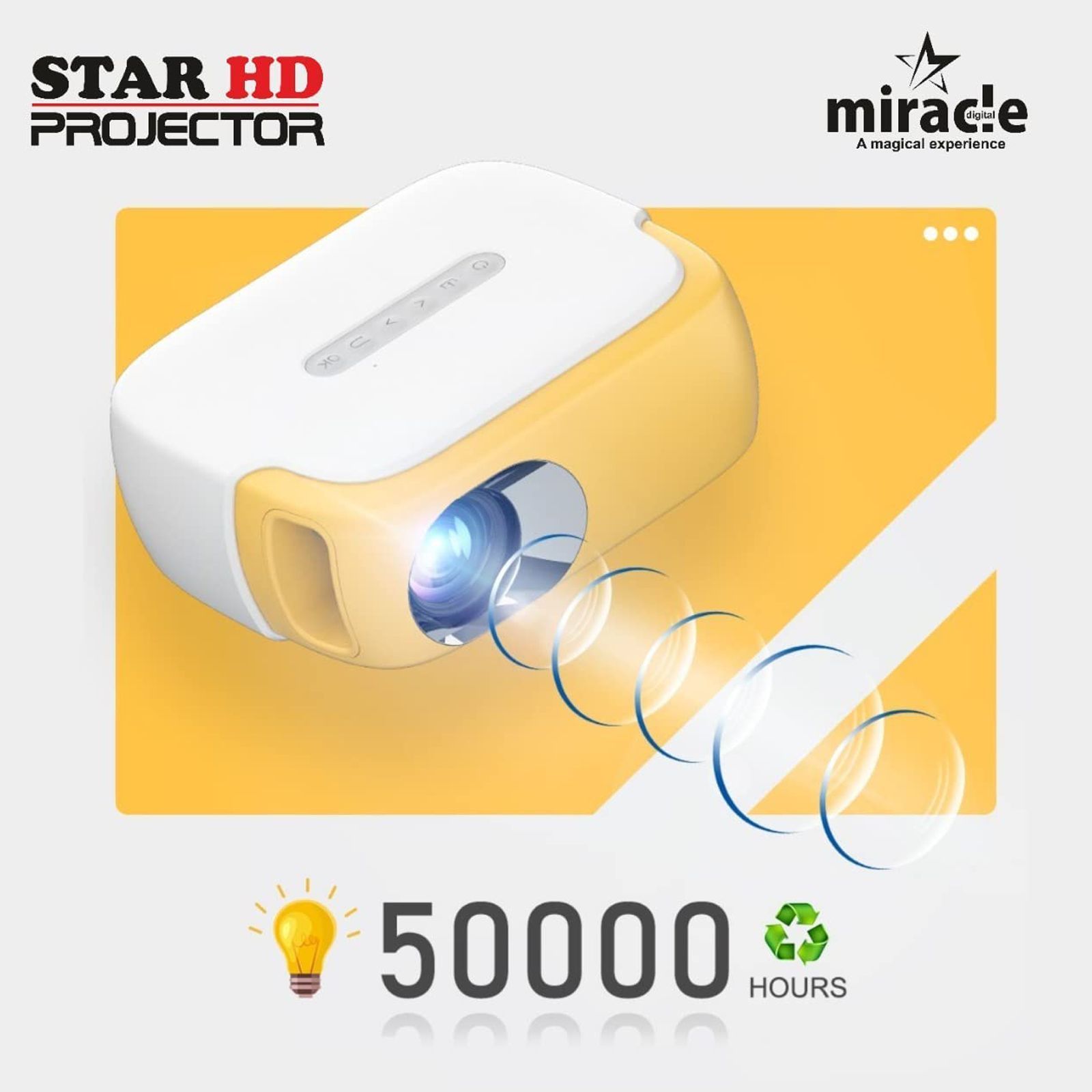 Miracle Digital Star HD 1280 LCD Projector With Remote (1200 Lumens, USB, White) Miracle Digital Star HD 1280 LCD Projector With Remote (1200 Lumens, USB, White)_4