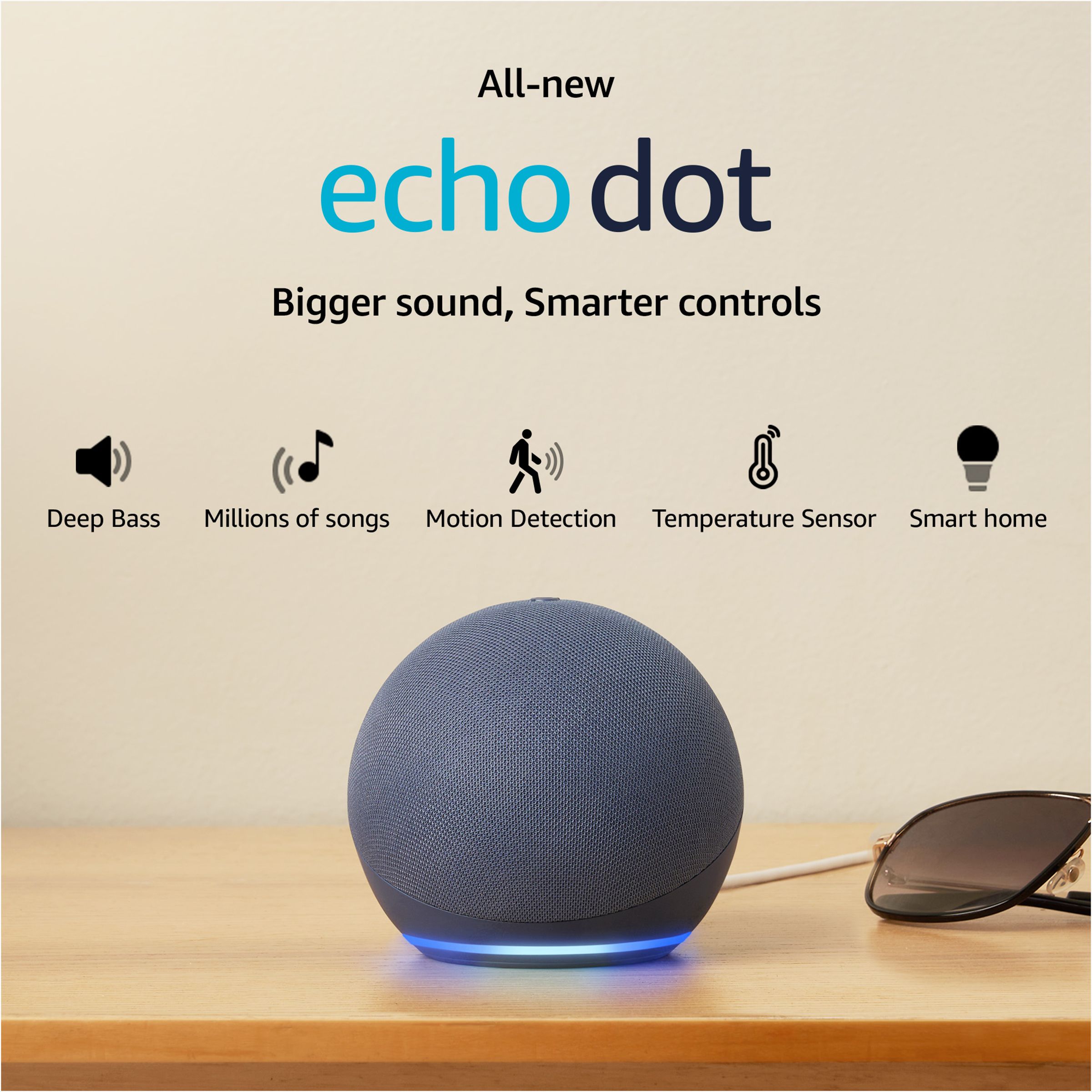amazon Echo Dot (5th Gen) with Built-in Alexa Smart Wi-Fi Speaker (Ambient Temperature Sensor, Blue)_8