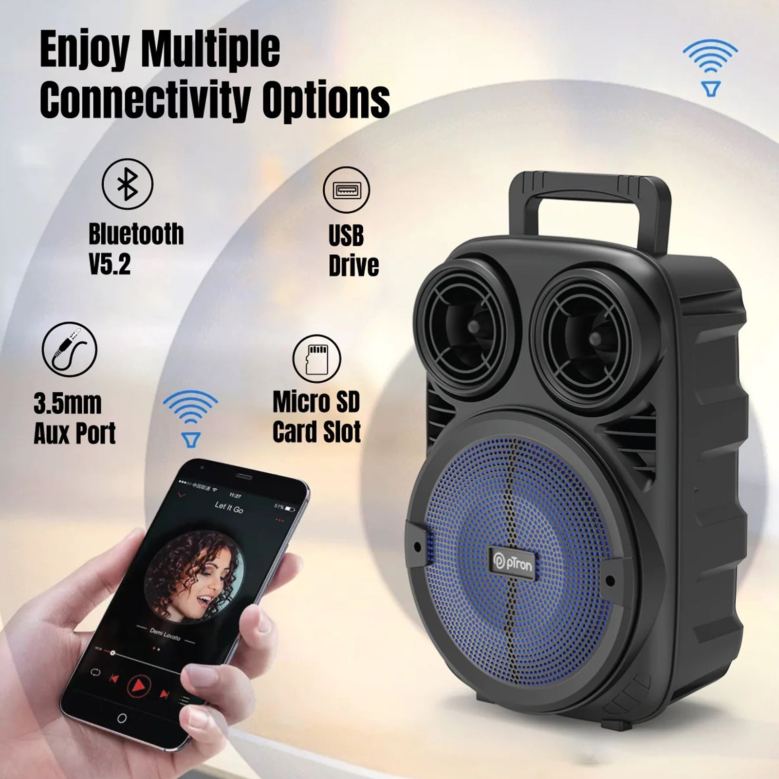 pTron Fusion Stage 20W Bluetooth Party Speaker with Mic (Integrated Controls, Mono Channel, Black) pTron Fusion Stage 20W Bluetooth Party Speaker with Mic (Integrated Controls, Mono Channel, Black)_8