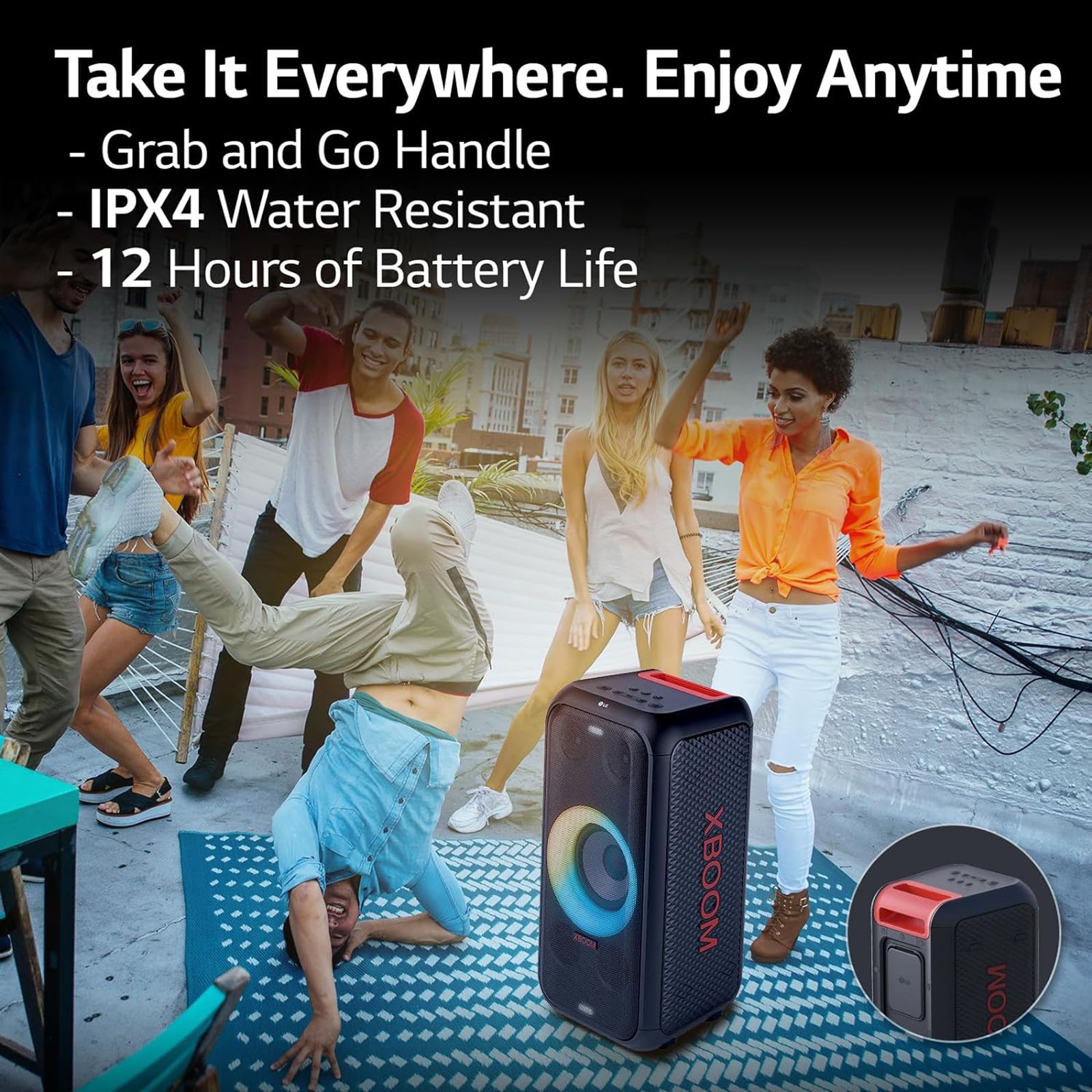 LG XBOOM XL5S 200W Bluetooth Party Speaker (Multi Color Ring Lighting & Double Strobe Lighting, 2.1 Channel, Black)_16