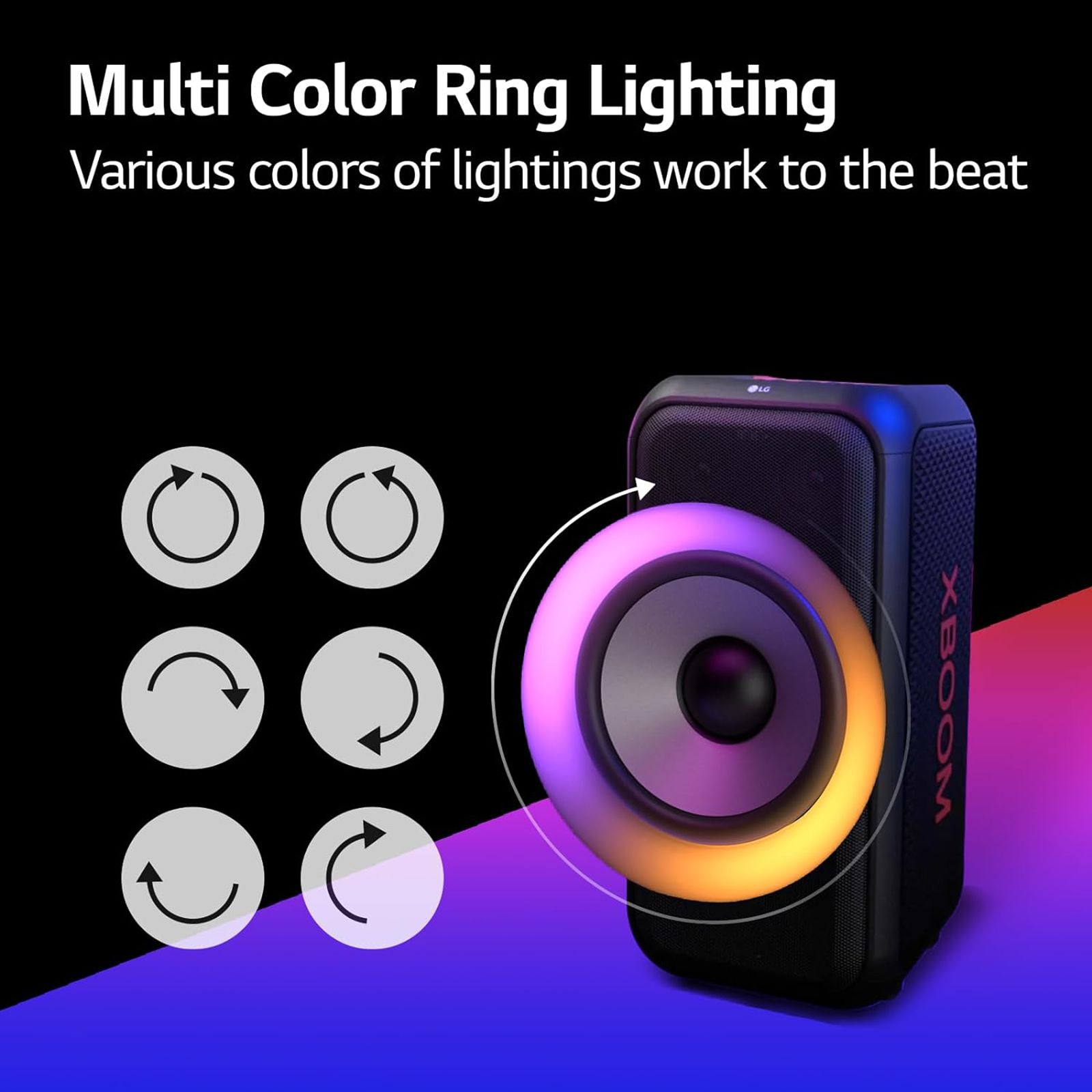 LG XBOOM XL5S 200W Bluetooth Party Speaker (Multi Color Ring Lighting & Double Strobe Lighting, 2.1 Channel, Black)_19