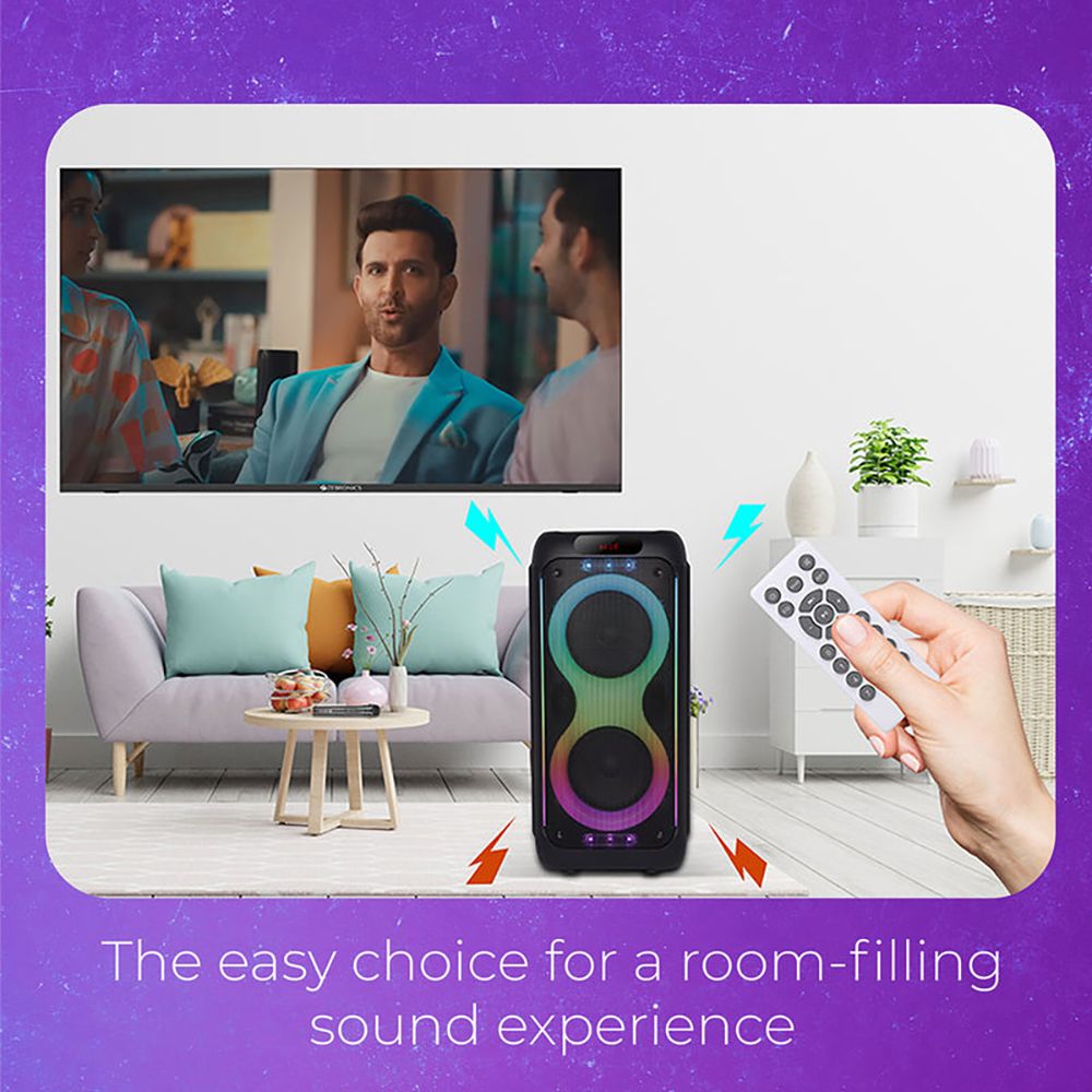 ZEBRONICS Zeb-Buddy 200 100W Bluetooth Party Speaker with Mic (7 Hours Playtime, Mono Channel, Black)_10