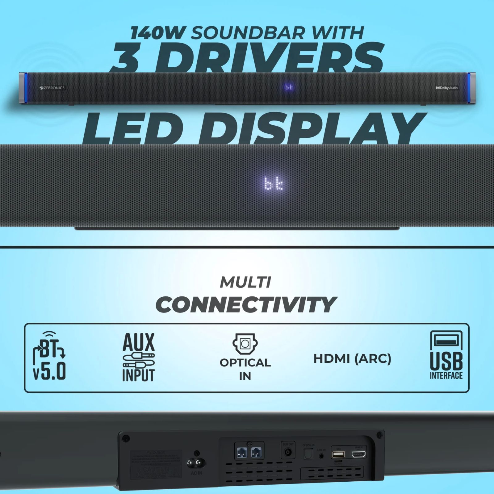 ZEBRONICS Zeb Juke Bar 9530 WS Pro 400W Bluetooth Soundbar with Remote (Dolby Audio, 5.1 Channel, Black) ZEBRONICS Zeb Juke Bar 9530 WS Pro 400W Bluetooth Soundbar with Remote (Dolby Audio, 5.1 Channel, Black)_7