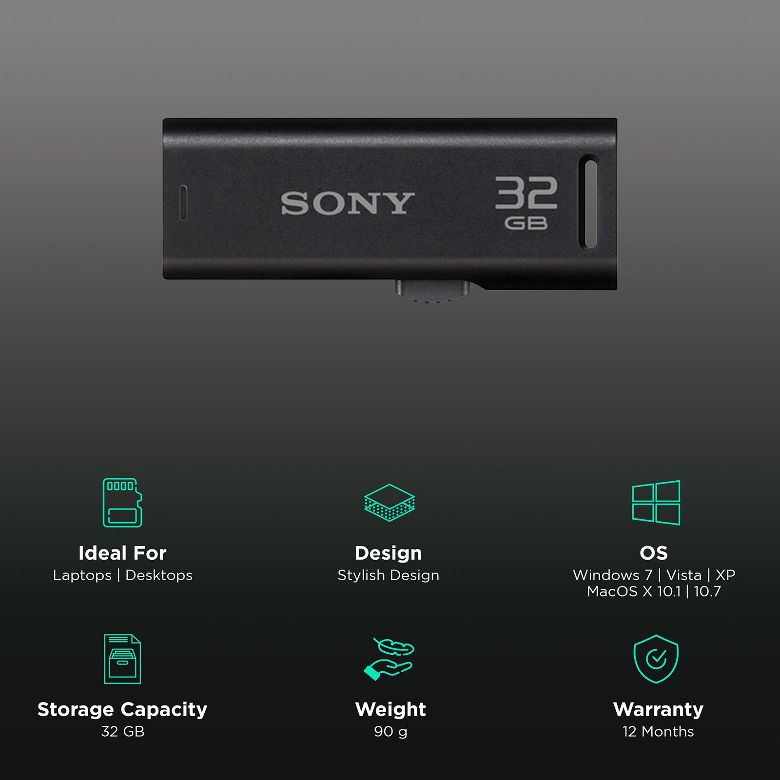Sony 32GB USB 2.0 Flash Drive (USM32GR/BC, Black)_2