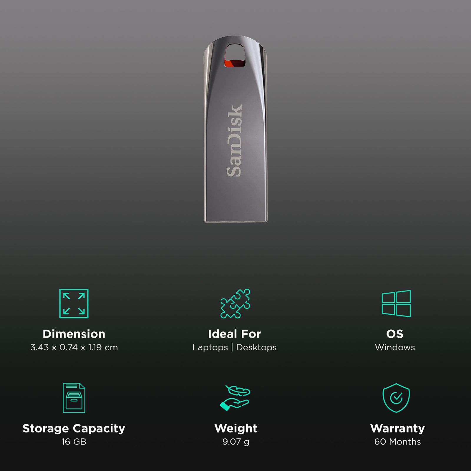 Sandisk Cruzer Force 16GB USB 2.0 Flash Drive (SDCZ71016G-B35-I3, Silver) Sandisk Cruzer Force 16GB USB 2.0 Flash Drive (SDCZ71016G-B35-I3, Silver)_3