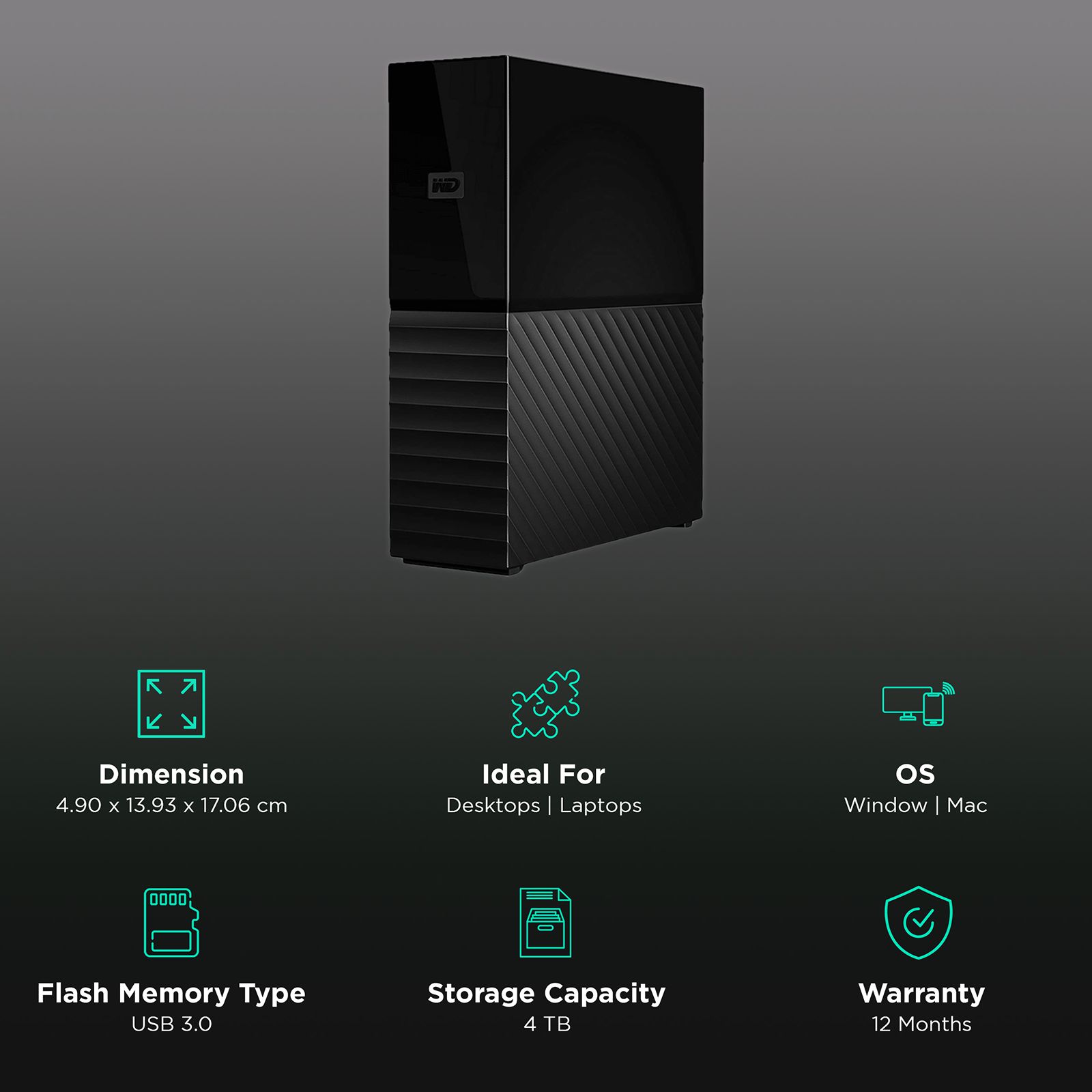 Western Digital My Book 4 TB Auto Backup External Hard Drive (WDBBGB0040HBK-BESN, Black) Western Digital My Book 4 TB Auto Backup External Hard Drive (WDBBGB0040HBK-BESN, Black)_3
