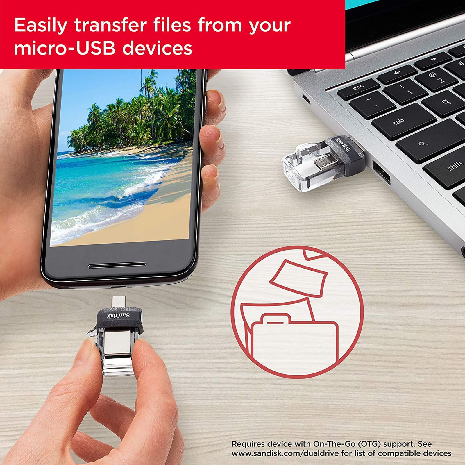 SanDisk Ultra Dual Drive m3.0 128GB Micro USB, USB (3.0) OTG Pen Drive (Retractable Design, Black & Gray)_9