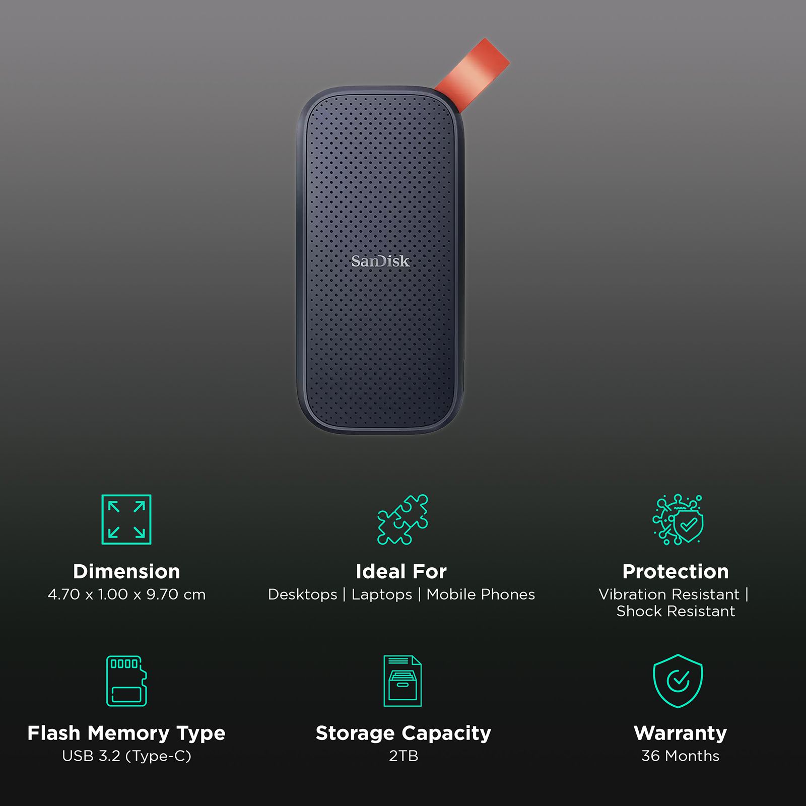 SanDisk E30 2TB USB 3.2 (Type-C) Solid State Drive (Shock Resistant, SDSSDE30-2T00-G25, Dark Blue) SanDisk E30 2TB USB 3.2 (Type-C) Solid State Drive (Shock Resistant, SDSSDE30-2T00-G25, Dark Blue)_3