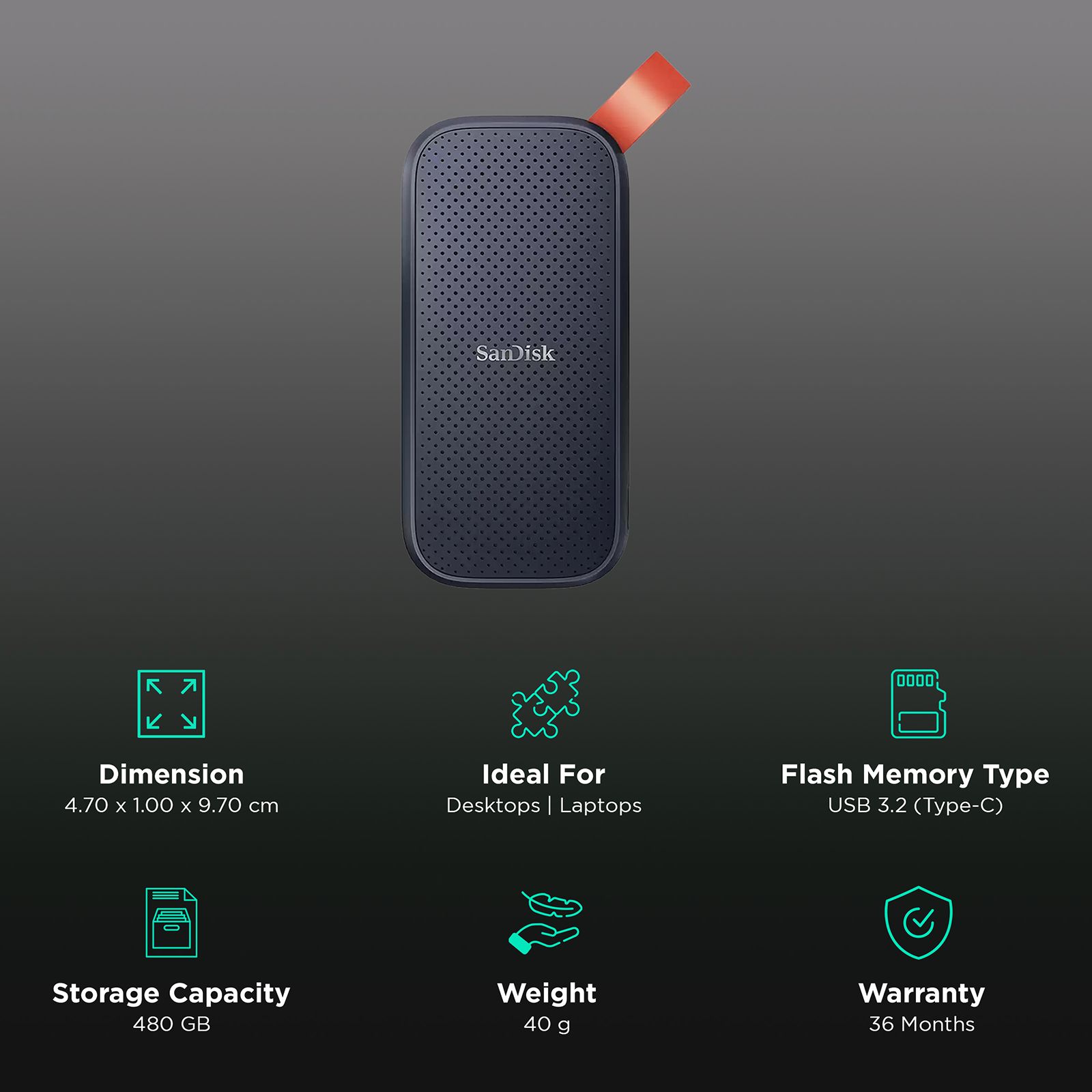 SanDisk E30 480 GB USB 3.2 (Type-C) Solid State Drive (520 MB/s Read Speed, SDSSDE30-480G-G25, Dark Blue) SanDisk E30 480 GB USB 3.2 (Type-C) Solid State Drive (520 MB/s Read Speed, SDSSDE30-480G-G25, Dark Blue)_3
