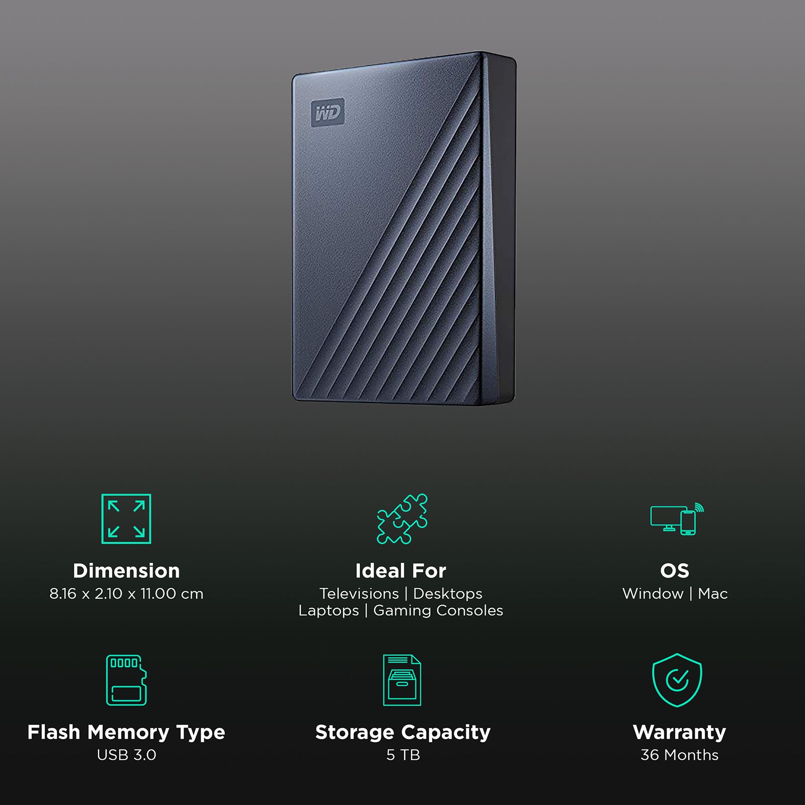 Western Digital My Passport Ultra 5TB USB (3.0) Portable Hard Disk Drive (Automatic Backup, Blue) Western Digital My Passport Ultra 5TB USB (3.0) Portable Hard Disk Drive (Automatic Backup, Blue)_3