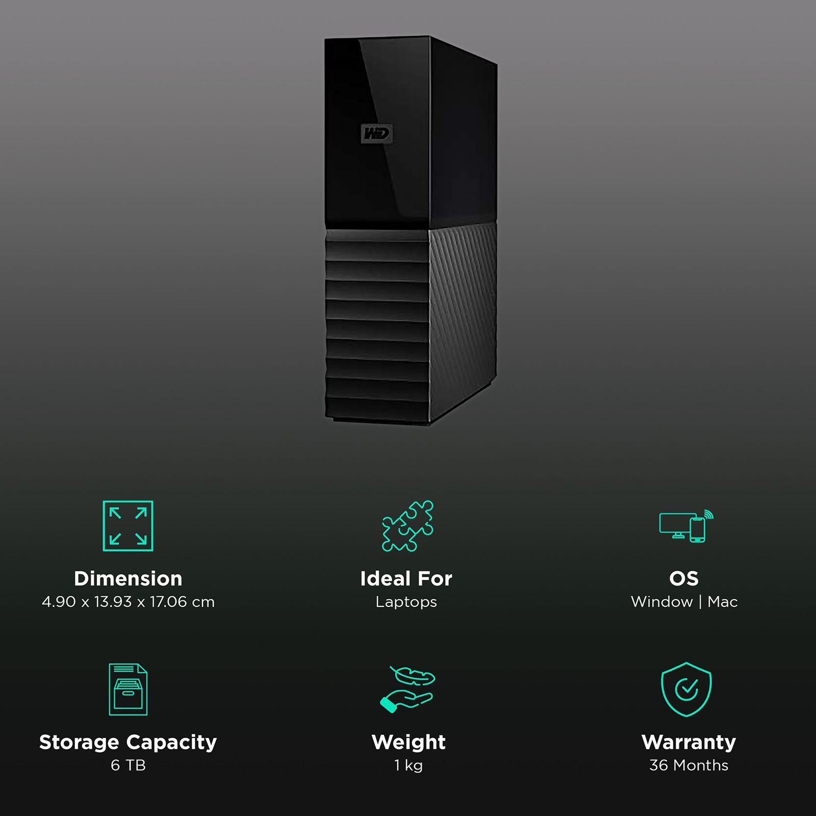 Western Digital My Book 6 TB USB 2.0/3.0 Hard Disk Drive (Automatic Backup, WDBBGB0060HBK-BESN, Black)_3
