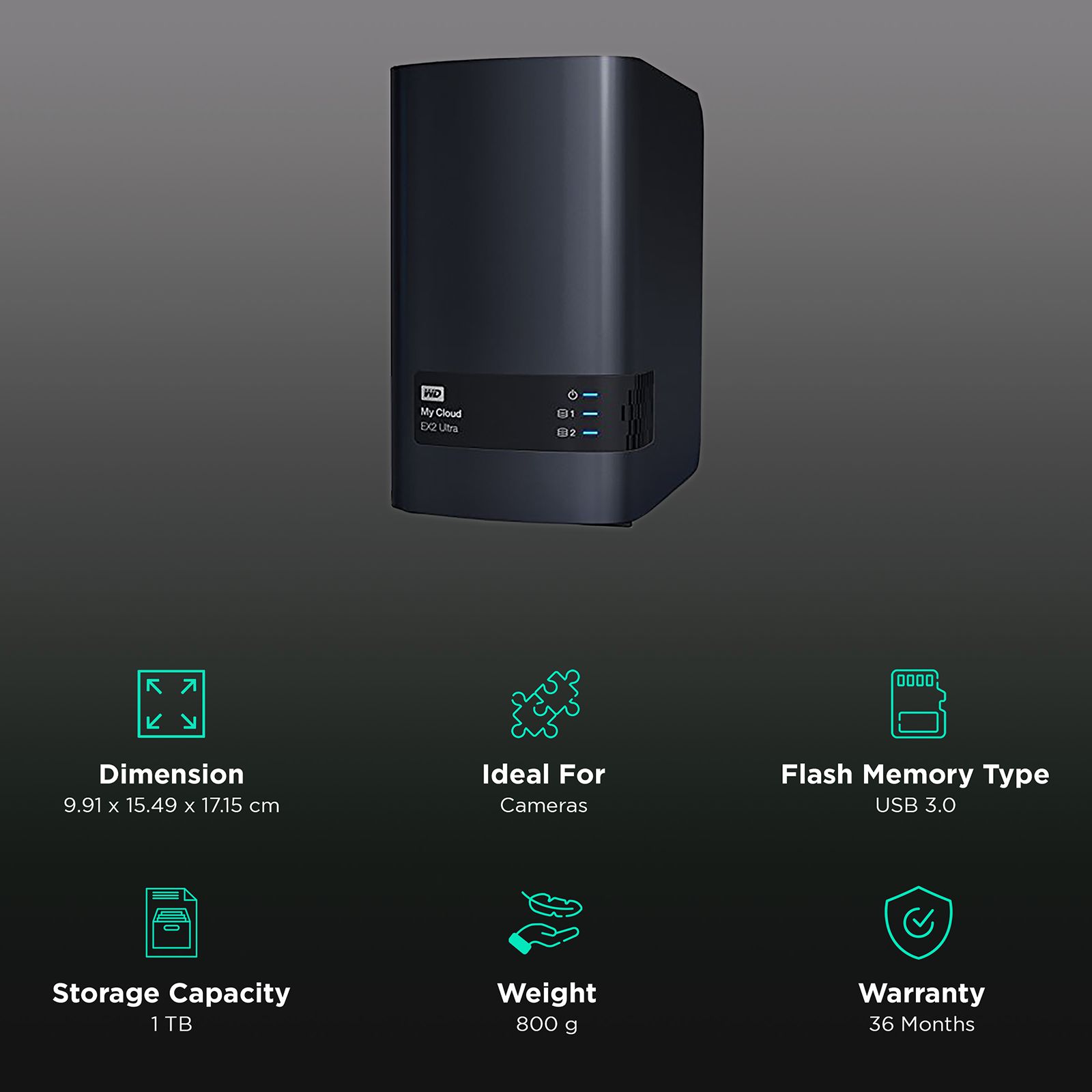 Western Digital My Cloud EX2 Ultra Diskless USB 1.1 Network Attached Storage (Automatic Backup, BVBZ0000NCH-BESN, Black) Western Digital My Cloud EX2 Ultra Diskless USB 1.1 Network Attached Storage (Automatic Backup, BVBZ0000NCH-BESN, Black)_3