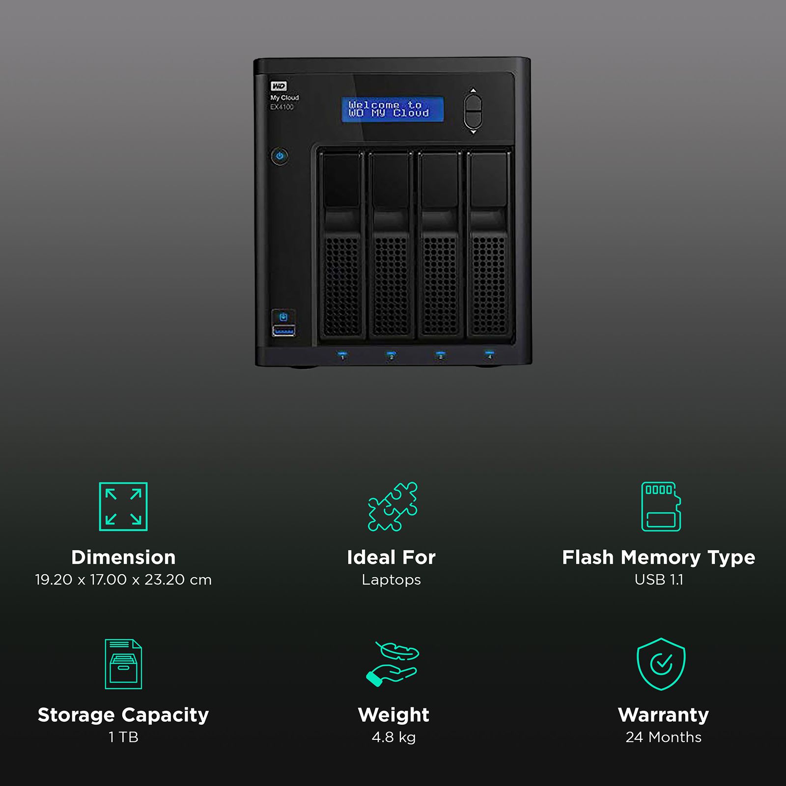 Western Digital My Cloud Pro Series PR4100 Diskless USB 1.1 Network Attached Storage (Automatic Backup, WDBNFA0000NBK-BESN, Black) Western Digital My Cloud Pro Series PR4100 Diskless USB 1.1 Network Attached Storage (Automatic Backup, WDBNFA0000NBK-BESN, Black)_3