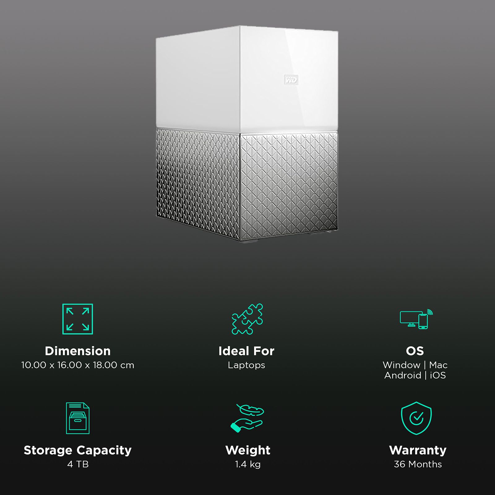 Western Digital My Cloud Home Duo 4TB USB (3.0) Hard Disk Drive (Automatic Backup, White) Western Digital My Cloud Home Duo 4TB USB (3.0) Hard Disk Drive (Automatic Backup, White)_3