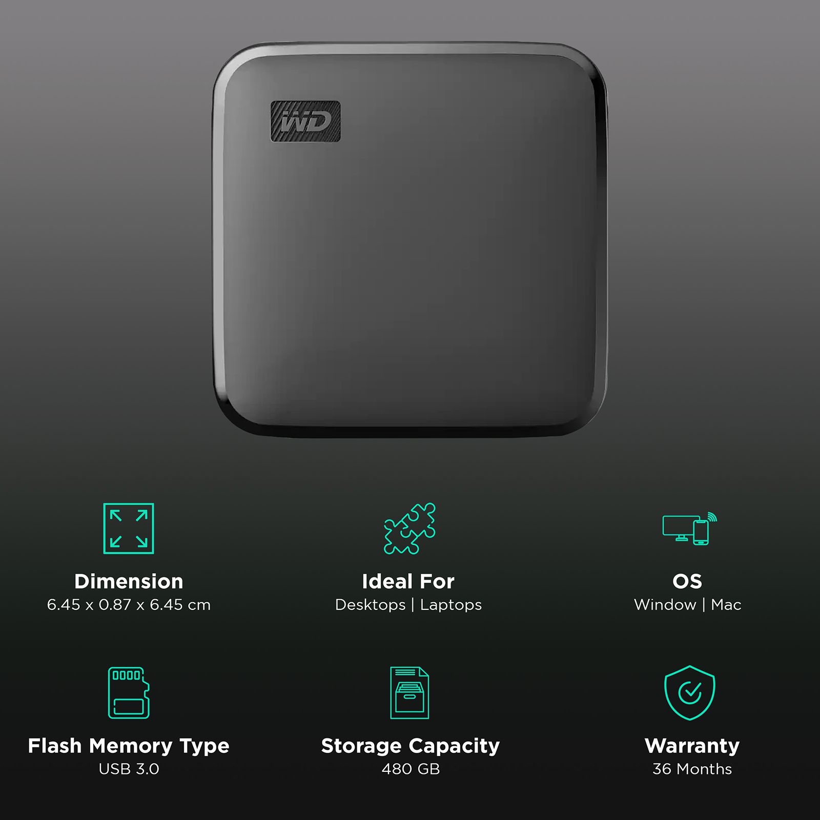 Western Digital Elements 480GB USB (3.0) Portable Solid State Drive (Drop Resistance upto 2 Meters, Black) Western Digital Elements 480GB USB (3.0) Portable Solid State Drive (Drop Resistance upto 2 Meters, Black)_3