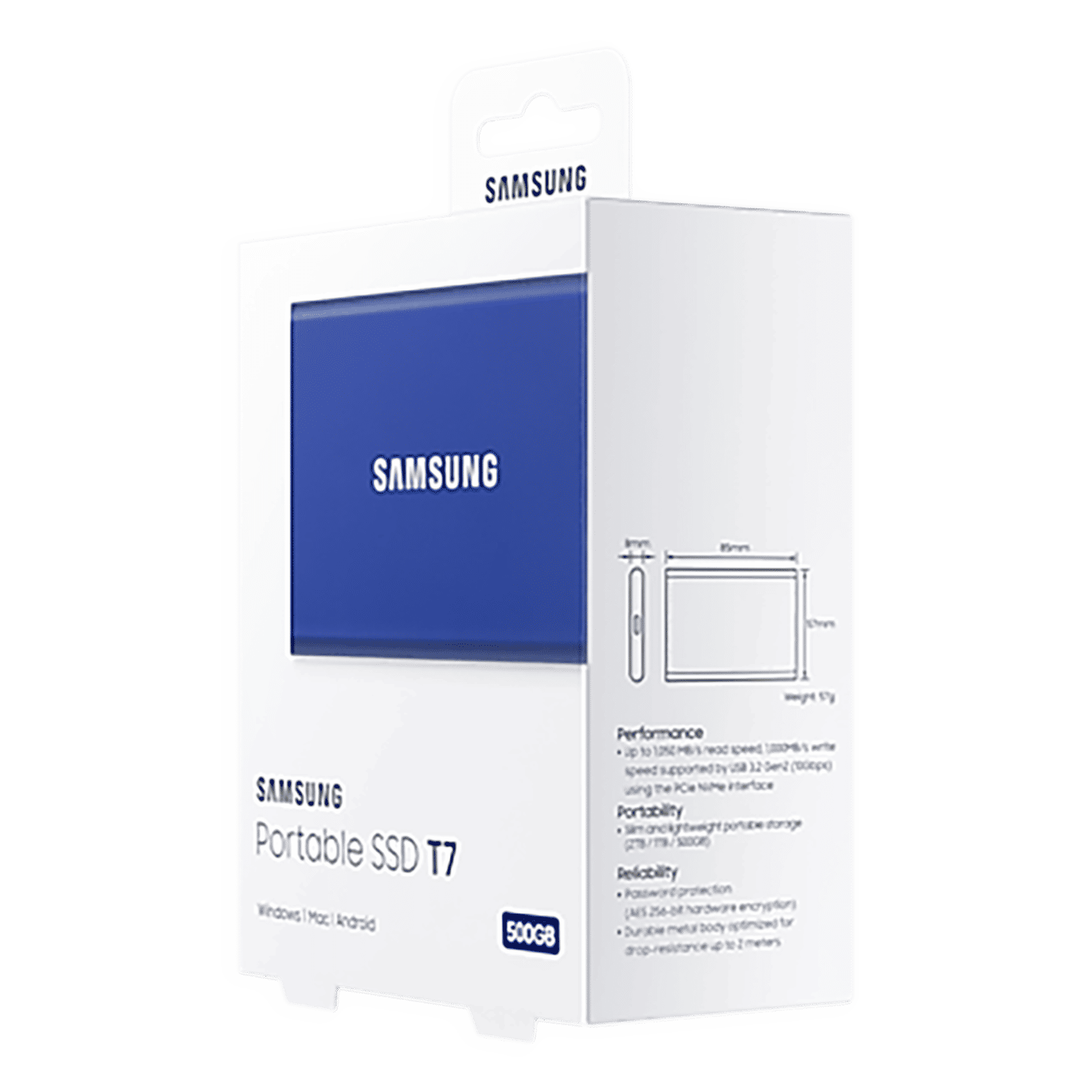 SAMSUNG T7 500GB USB Type-C (3.2) Portable Solid State Drive (Shock Resistance and Password Protection, Indigo Blue) SAMSUNG T7 500GB USB Type-C (3.2) Portable Solid State Drive (Shock Resistance and Password Protection, Indigo Blue)_11