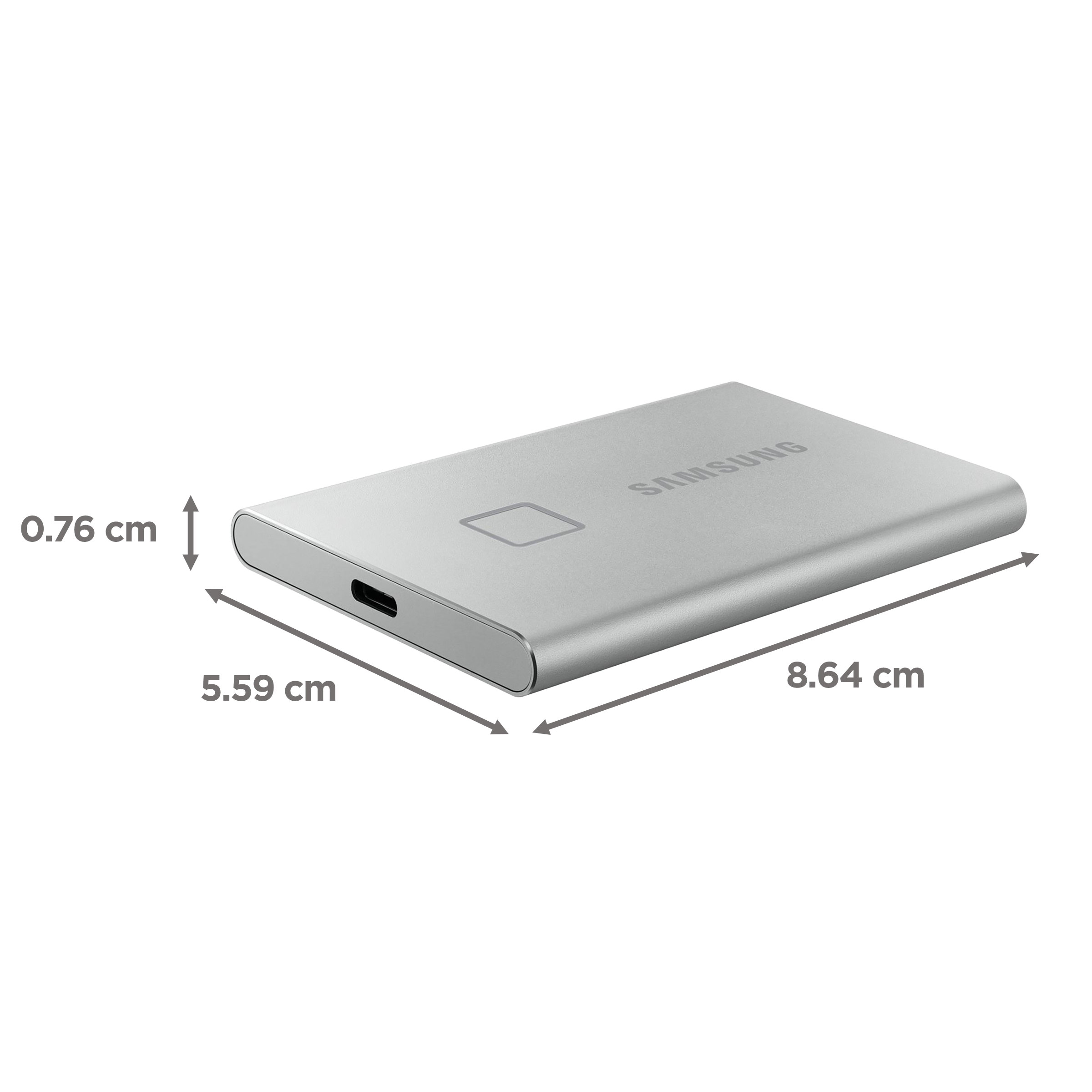 SAMSUNG T7 Touch 500GB USB 3.2 SolidÂ StateÂ Drive (Fingerprint Security, MU-PC500S/WW, Silver)_2