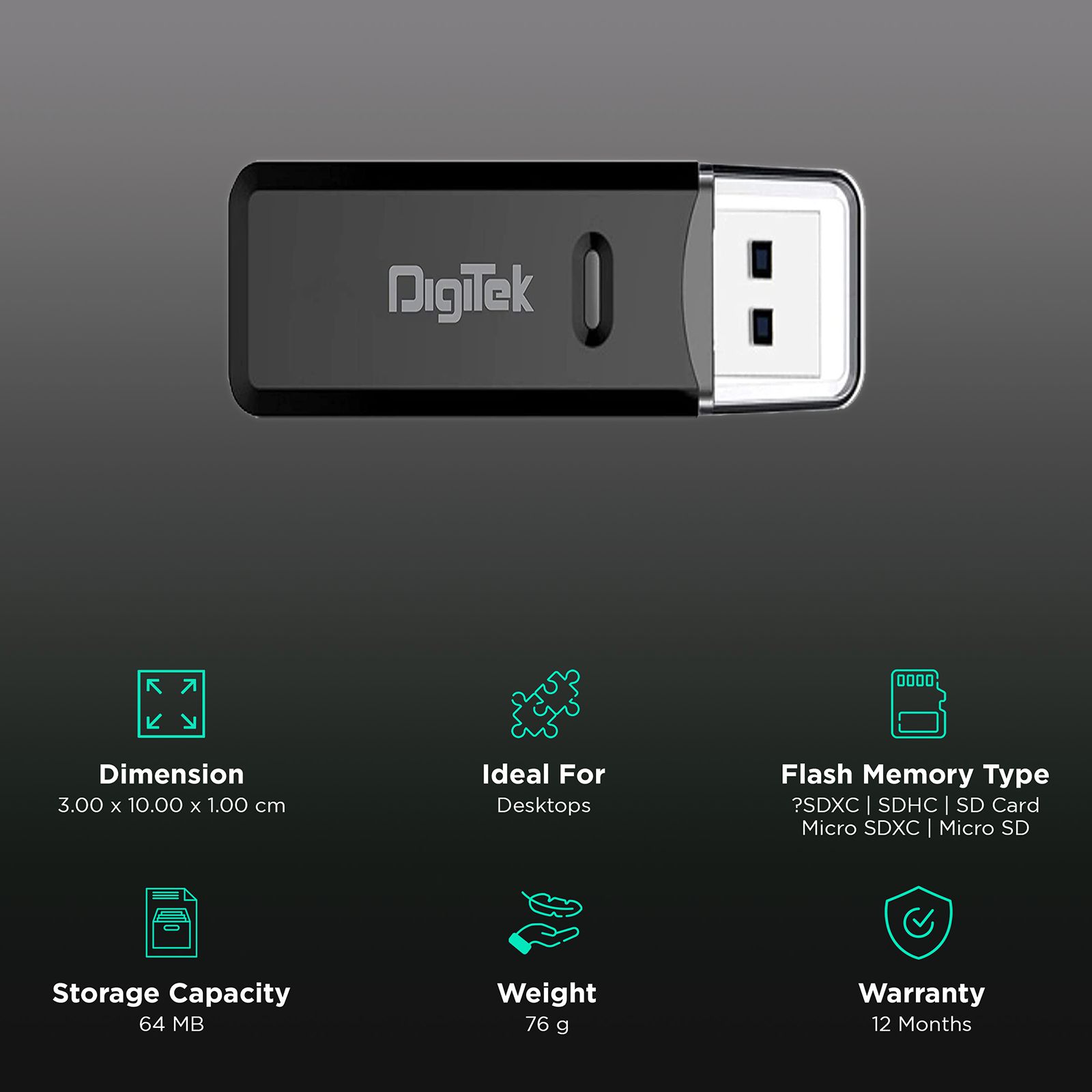DigiTek DCR 006 USB 3.0 Card Reader (Transfer Speed Up To 5Gbps, B00BM2FK0K, Black) DigiTek DCR 006 USB 3.0 Card Reader (Transfer Speed Up To 5Gbps, B00BM2FK0K, Black)_3