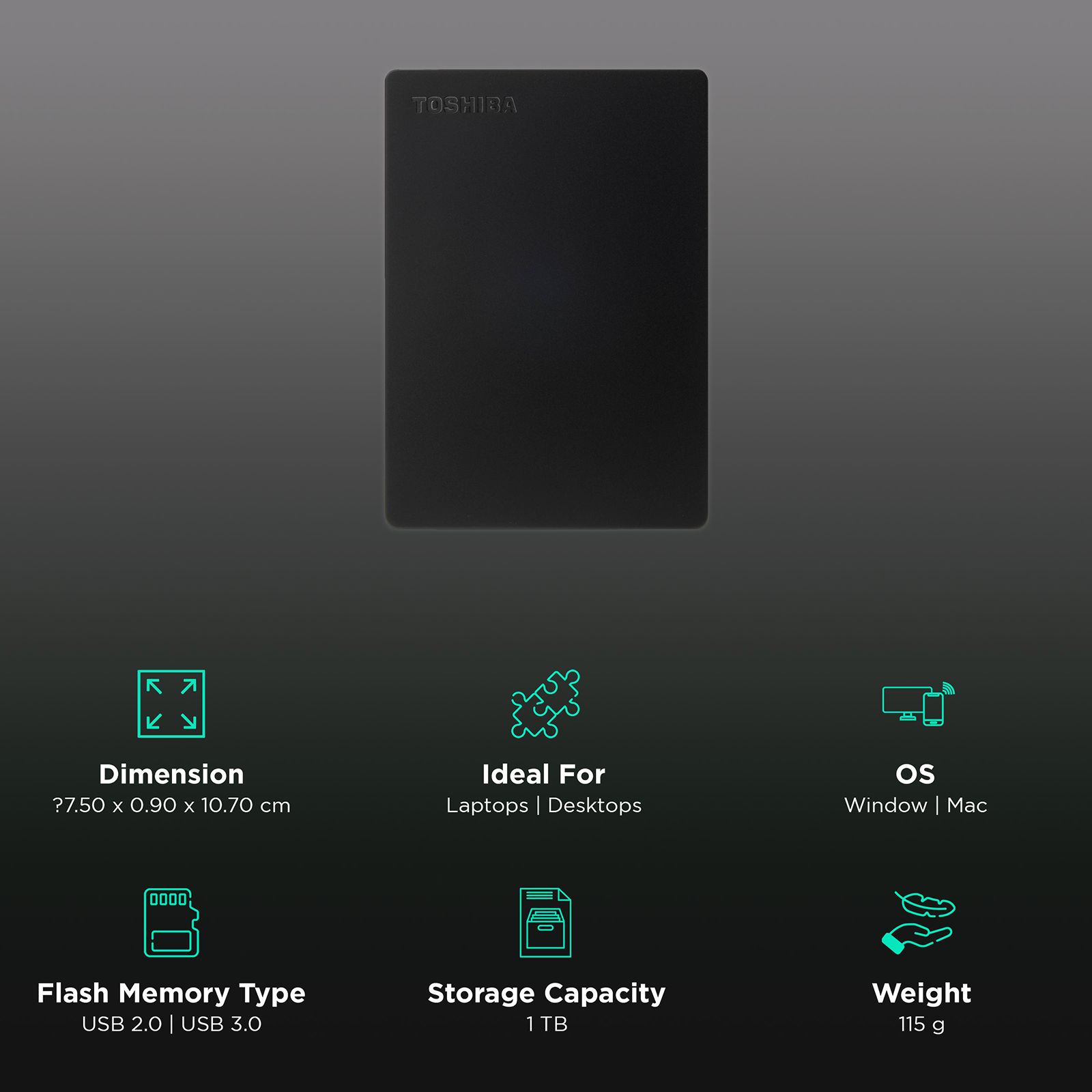 TOSHIBA Canvio Slim 1TB USB 3.0/USB 2.0 Hard Disk Drive (Auto Backup, HDTD310AK3DA, Black) TOSHIBA Canvio Slim 1TB USB 3.0/USB 2.0 Hard Disk Drive (Auto Backup, HDTD310AK3DA, Black)_3