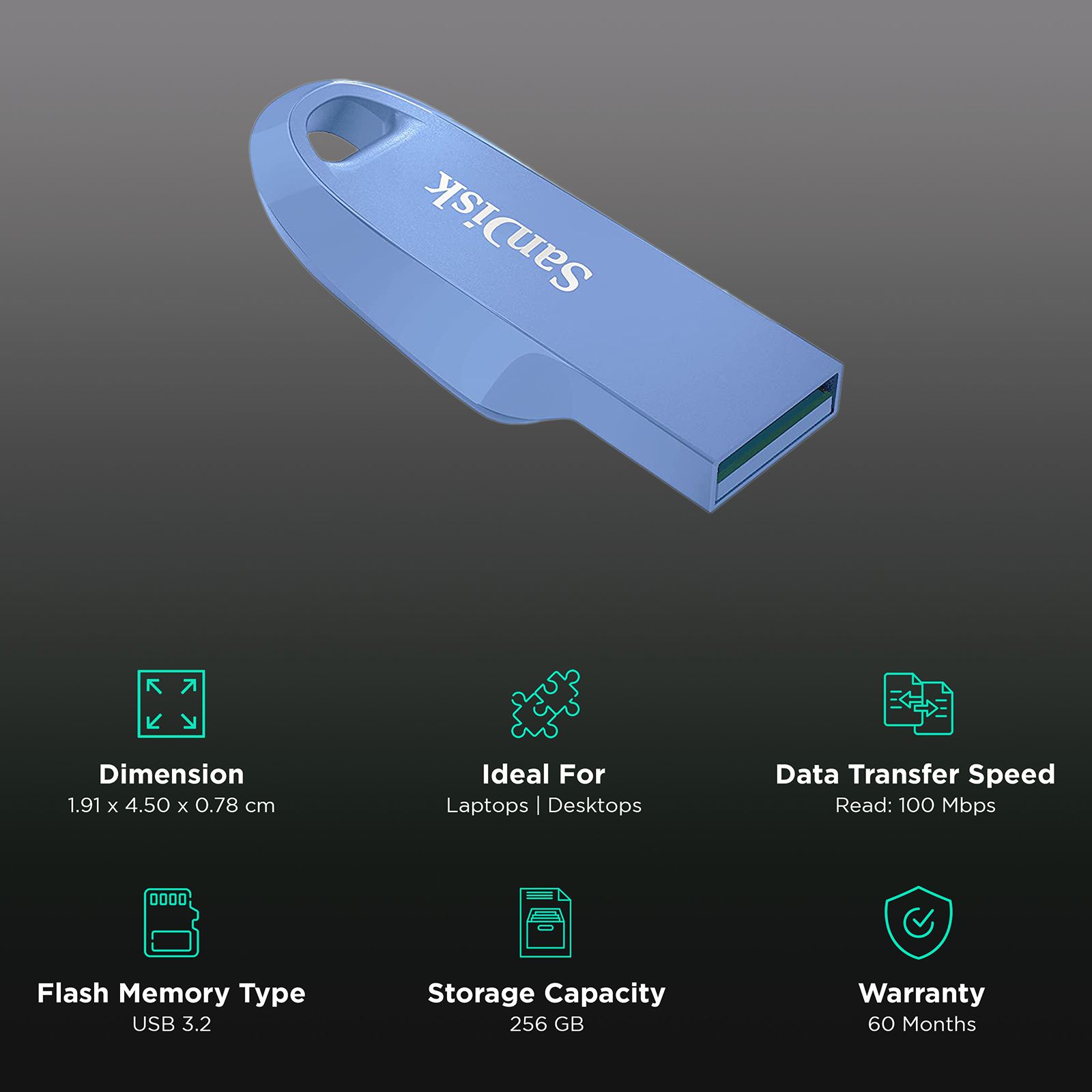SanDisk Ultra Curve 256GB USB (3.2) Pen Drive (Affordable and Convenient, Navy Blue) SanDisk Ultra Curve 256GB USB (3.2) Pen Drive (Affordable and Convenient, Navy Blue)_3