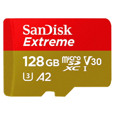 SanDisk Extreme MicroSDXC 128GB Class 10, Class 30, Class 3 190MB/s Memory Card