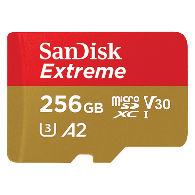 SanDisk Extreme MicroSDXC 256GB Class 10, Class 30, Class 3 190MB/s Memory Card