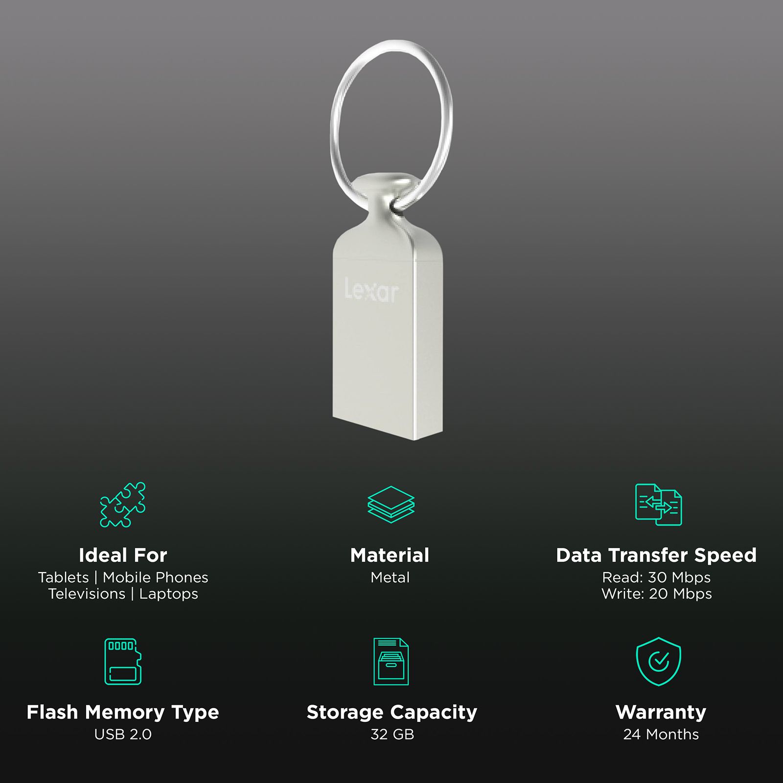 Lexar JumpDrive M22 32GB USB 2.0 Pen Drive (Plug and Play, LJDM022032G-BNJNG, Silver) Lexar JumpDrive M22 32GB USB 2.0 Pen Drive (Plug and Play, LJDM022032G-BNJNG, Silver)_3