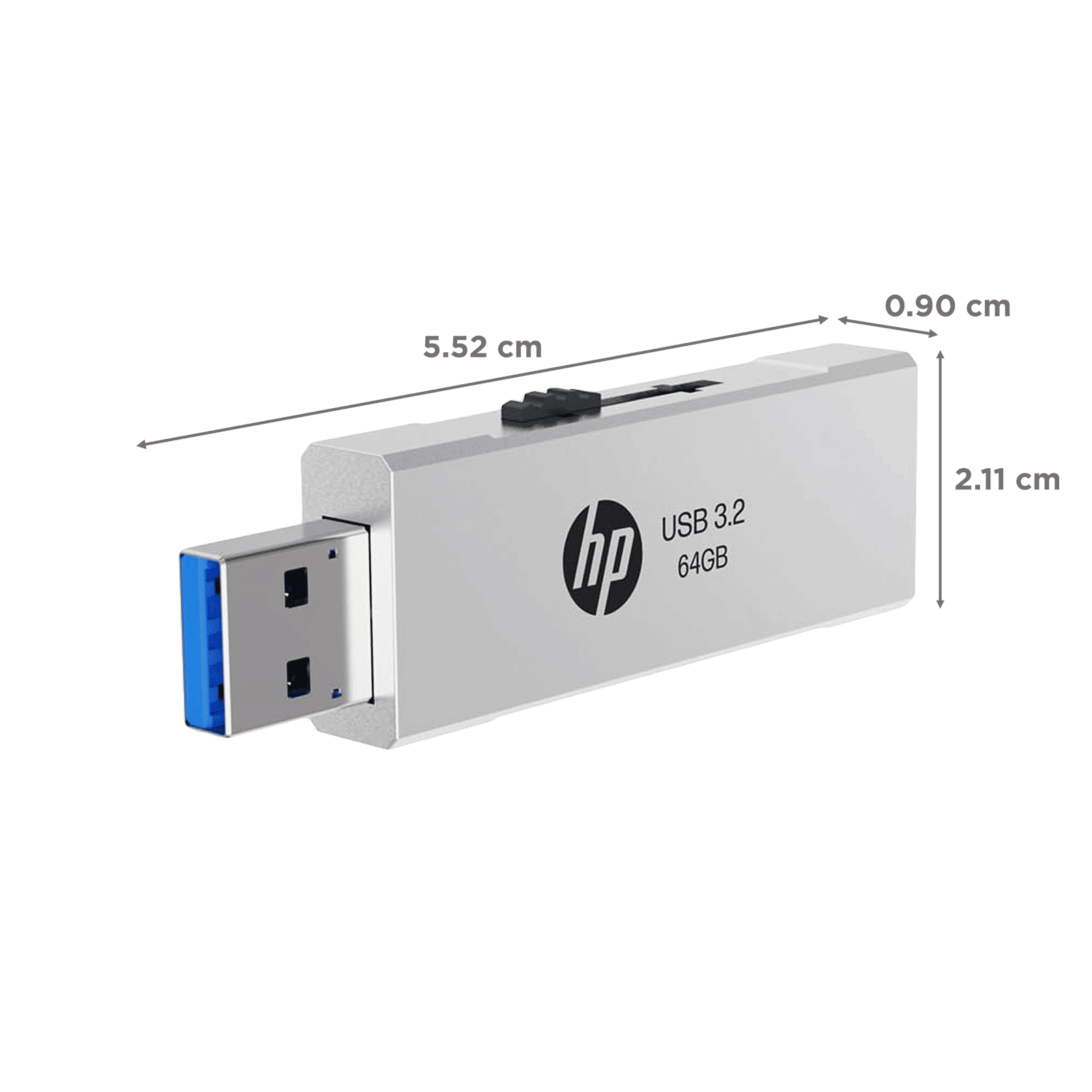 HP 818w 64GB USB Type-A (3.2) Pen Drive (Integrated Key Ring Loop, Silver)_2