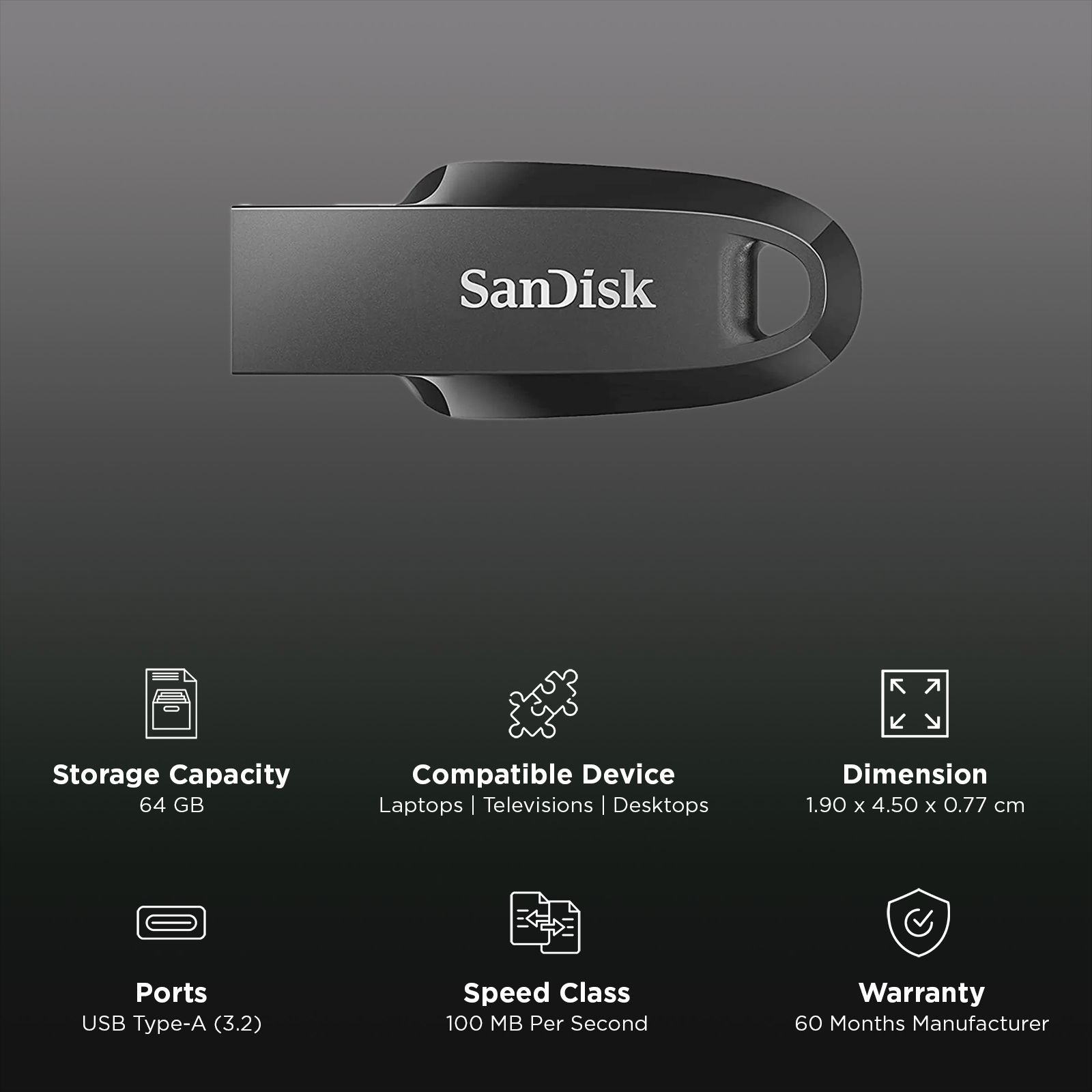 SanDisk Ultra Curve 64GB USB (3.2) Pen Drive (Compact Design, Black ) SanDisk Ultra Curve 64GB USB (3.2) Pen Drive (Compact Design, Black )_3