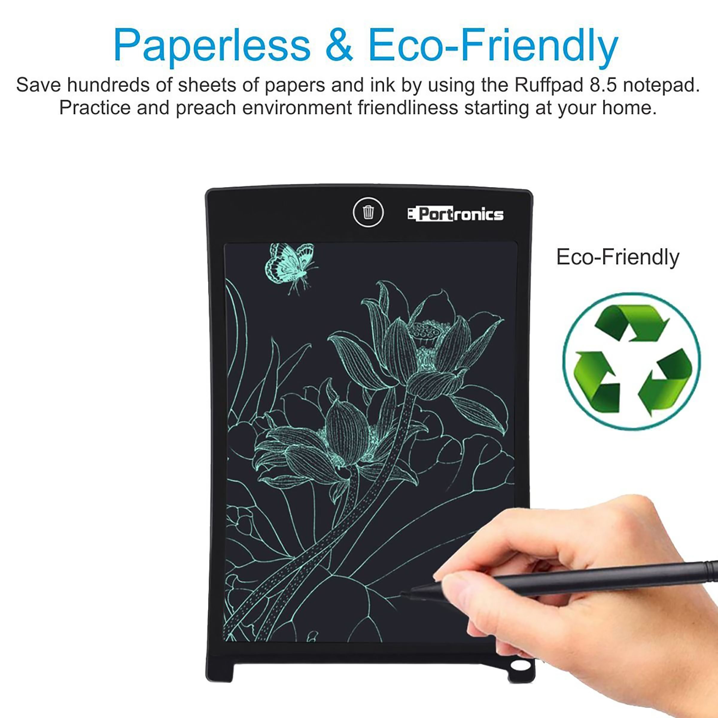 PORTRONICS RuffPad eWriter Tablet (8.5 Inch, Black) PORTRONICS RuffPad eWriter Tablet (8.5 Inch, Black)_12