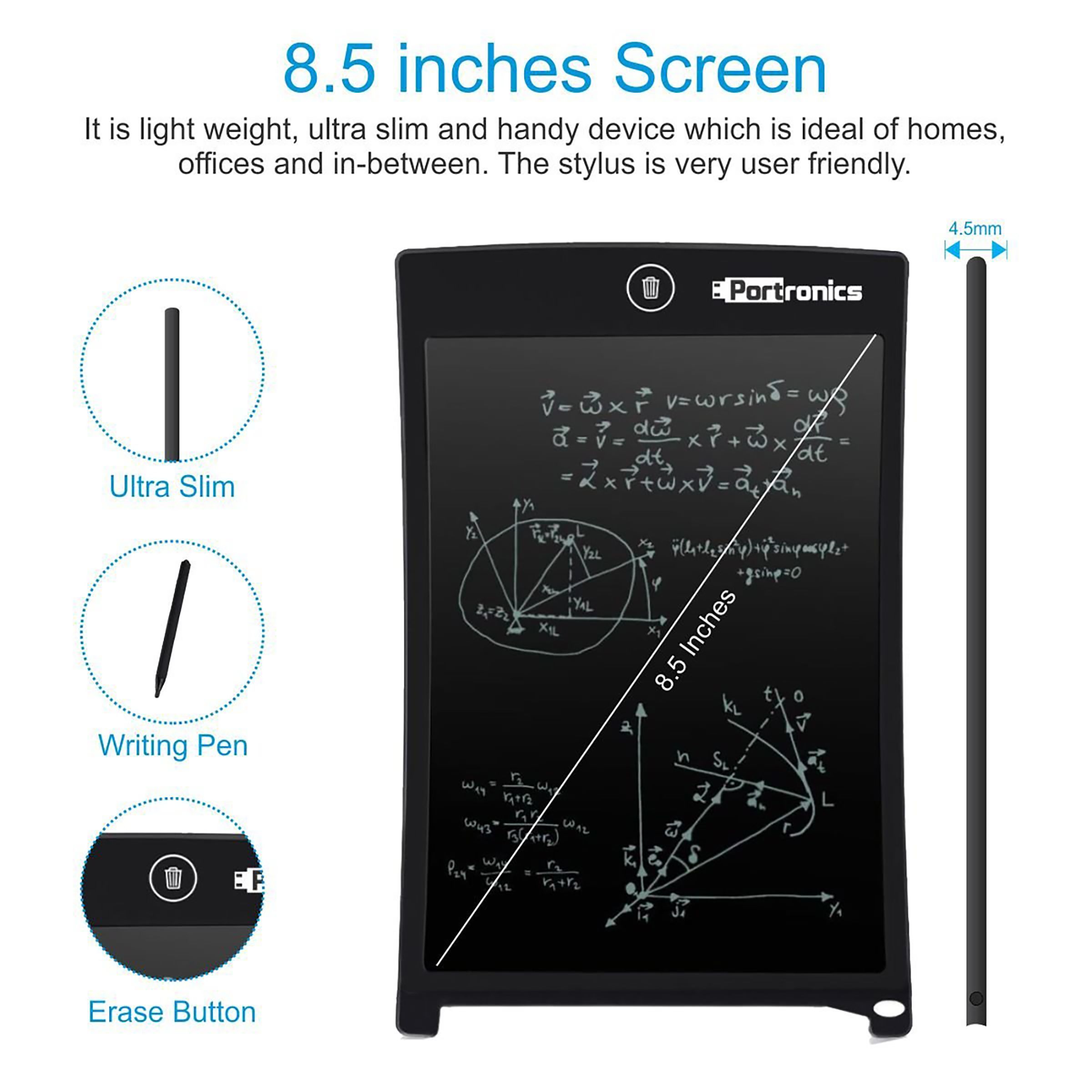 PORTRONICS RuffPad eWriter Tablet (8.5 Inch, Black) PORTRONICS RuffPad eWriter Tablet (8.5 Inch, Black)_16