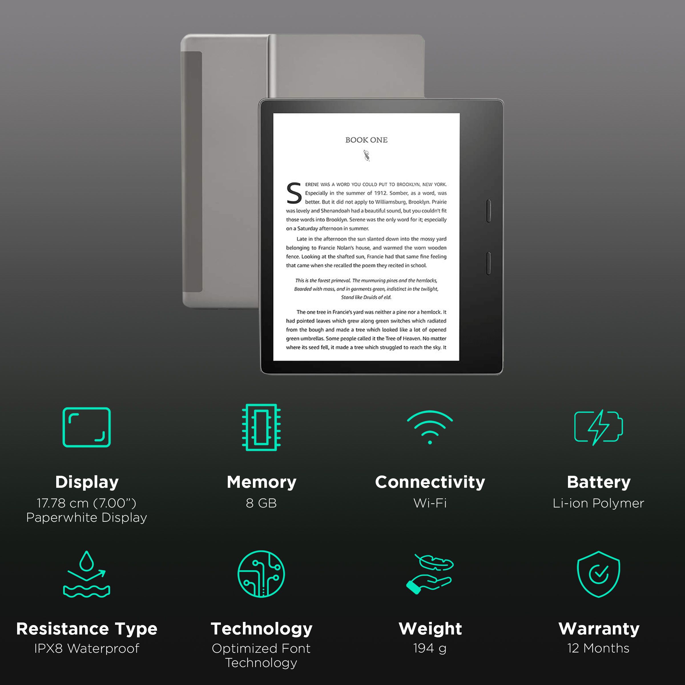 amazon Kindle Oasis (10th Generation) Wi-Fi (7 Inch, 8GB, Graphite) amazon Kindle Oasis (10th Generation) Wi-Fi (7 Inch, 8GB, Graphite)_3