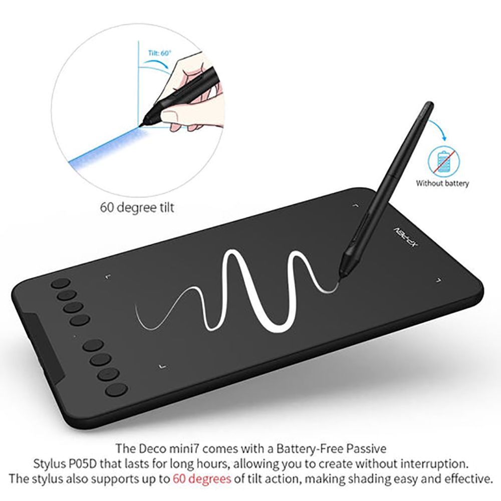 XP pen Deco Mini 7 20.95cm (8.25 Inches) e-Writer Digital Pad (Battery-Free, Black) XP pen Deco Mini 7 20.95cm (8.25 Inches) e-Writer Digital Pad (Battery-Free, Black)_3