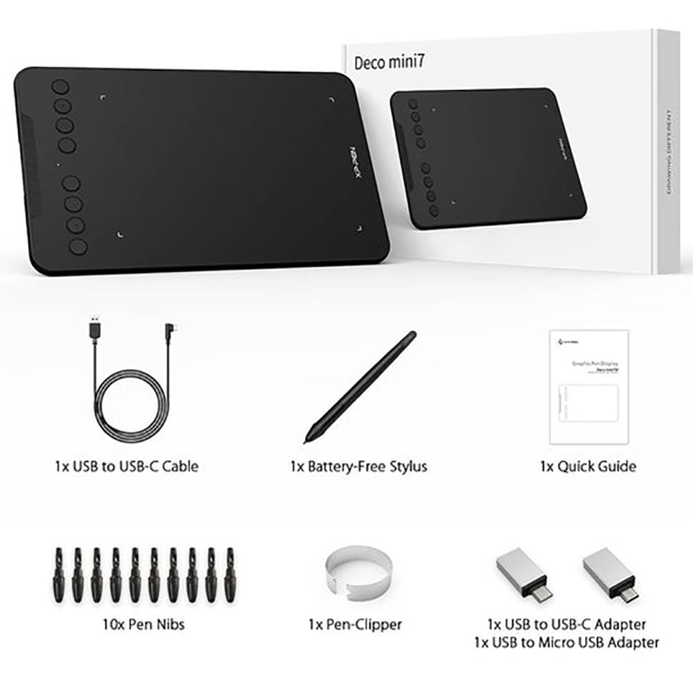 XP pen Deco Mini 7 20.95cm (8.25 Inches) e-Writer Digital Pad (Battery-Free, Black) XP pen Deco Mini 7 20.95cm (8.25 Inches) e-Writer Digital Pad (Battery-Free, Black)_7