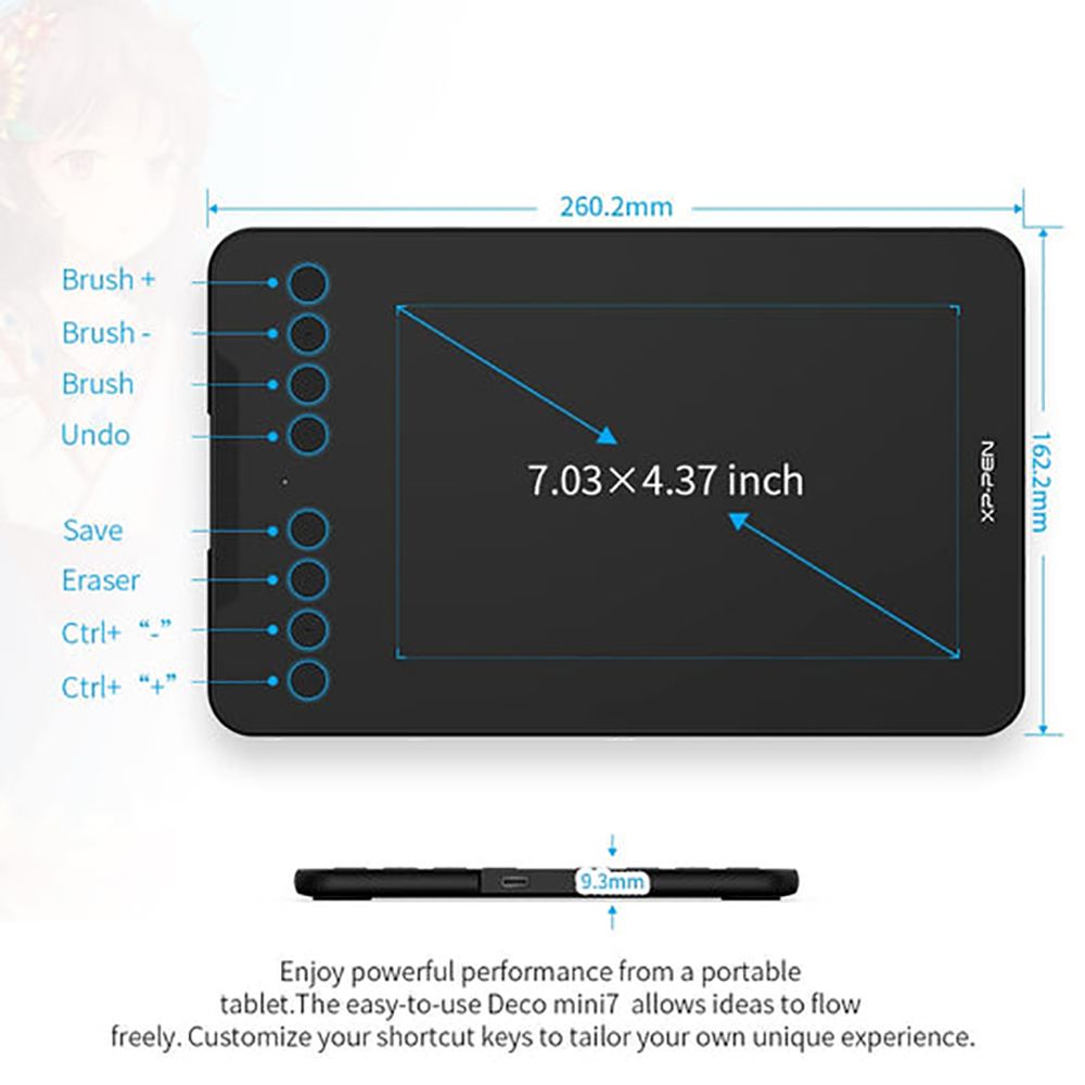 XP pen Deco Mini 7 20.95cm (8.25 Inches) e-Writer Digital Pad (Battery-Free, Black) XP pen Deco Mini 7 20.95cm (8.25 Inches) e-Writer Digital Pad (Battery-Free, Black)_2