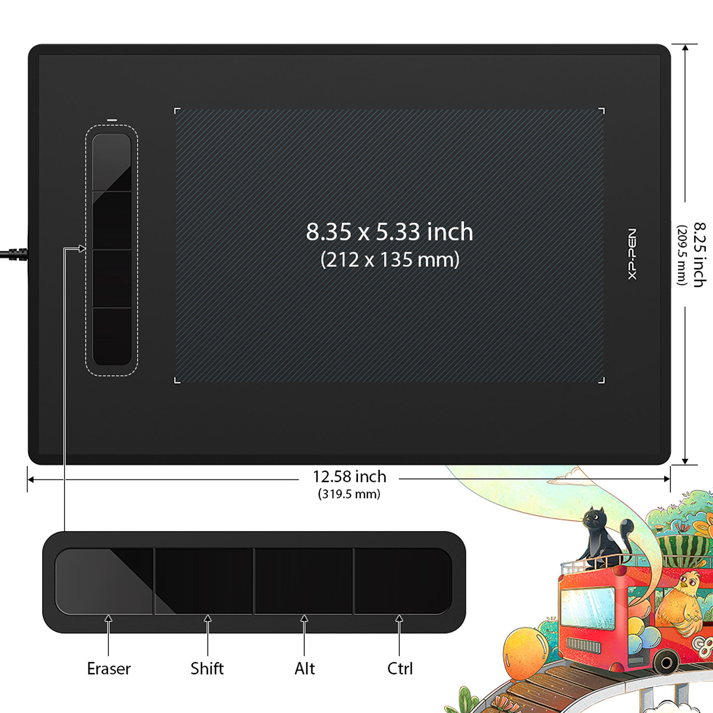 XP pen Star G960 25.17cm (9.91 Inches) e-Writer Digital Pad (8192 Levels Pressure Sensitivity, Black)_6