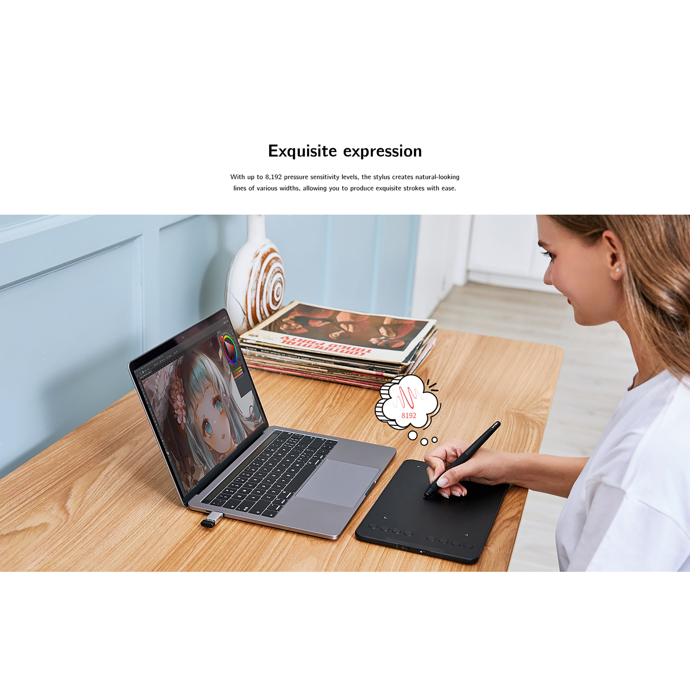 XP pen Deco Mini 7W 17.78cm (7 Inches) e-Writer Digital Pad (Battery-Free Stylus, Black)_5