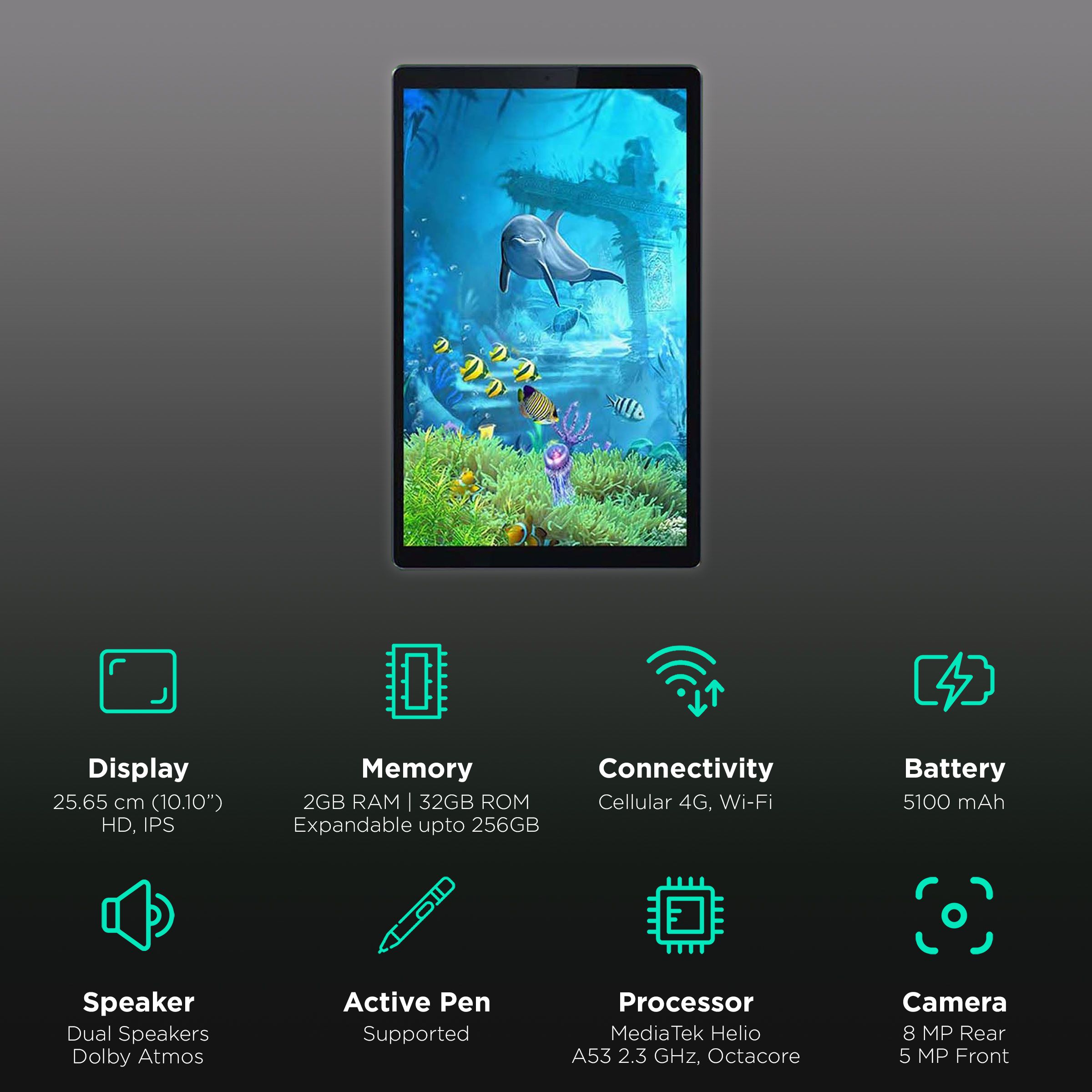 Lenovo Tab M10 HD (2nd Gen) Wi-Fi + 4G Android Tablet (10.1 Inch, 2GB RAM, 32GB ROM, Platinum Grey) Lenovo Tab M10 HD (2nd Gen) Wi-Fi + 4G Android Tablet (10.1 Inch, 2GB RAM, 32GB ROM, Platinum Grey)_3