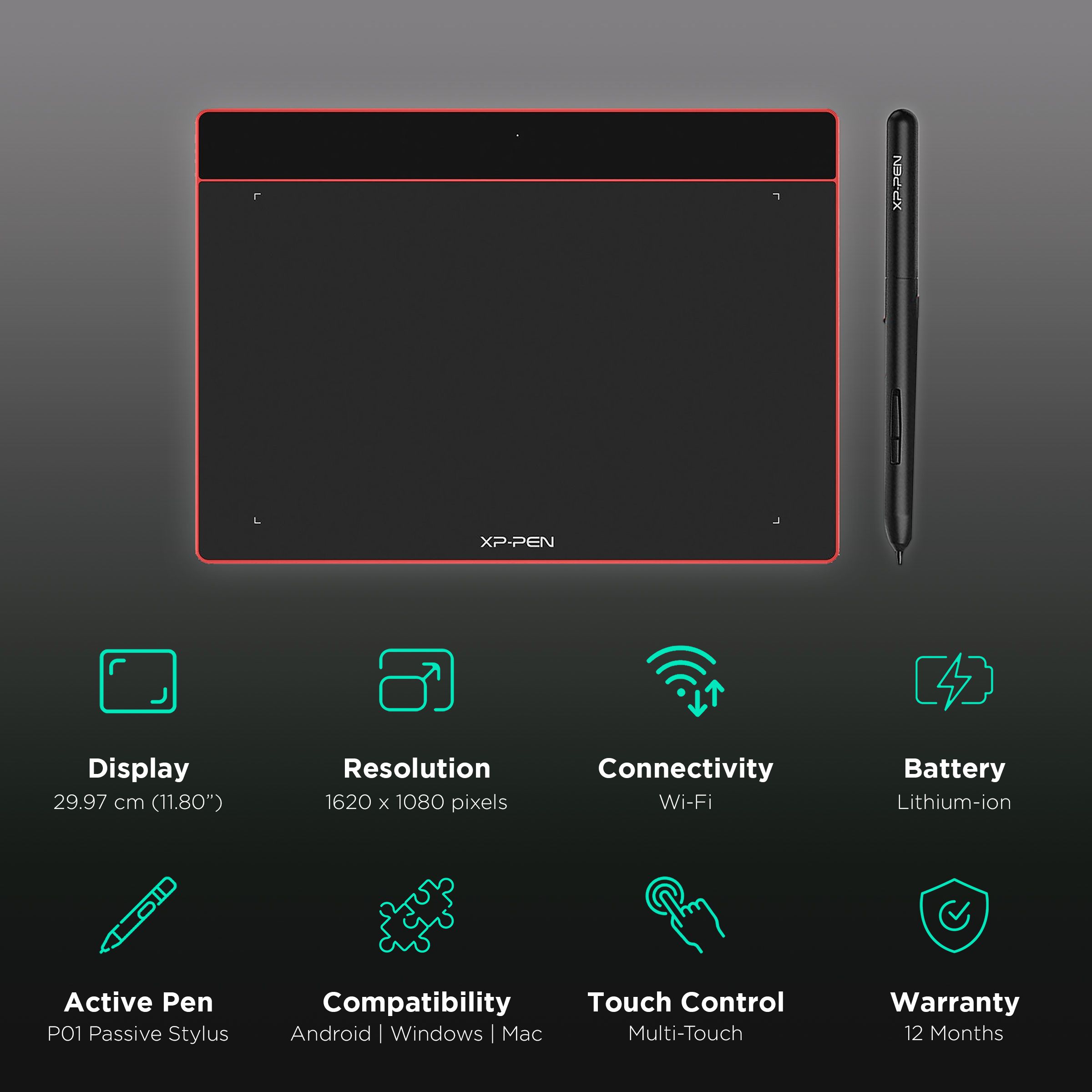 XP pen Deco Fun Large eWriter Tablet (11.8 Inch, Carmine Red) XP pen Deco Fun Large eWriter Tablet (11.8 Inch, Carmine Red)_3