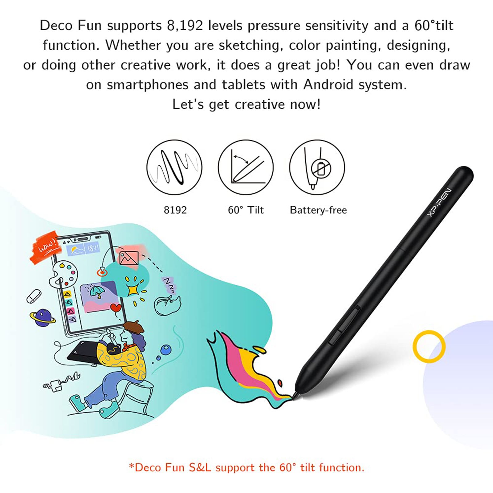 XP pen Deco Fun L 25.4cm (10 Inches) e-Writer Digital Pad (Battery-Free Stylus, Classic Black)_5