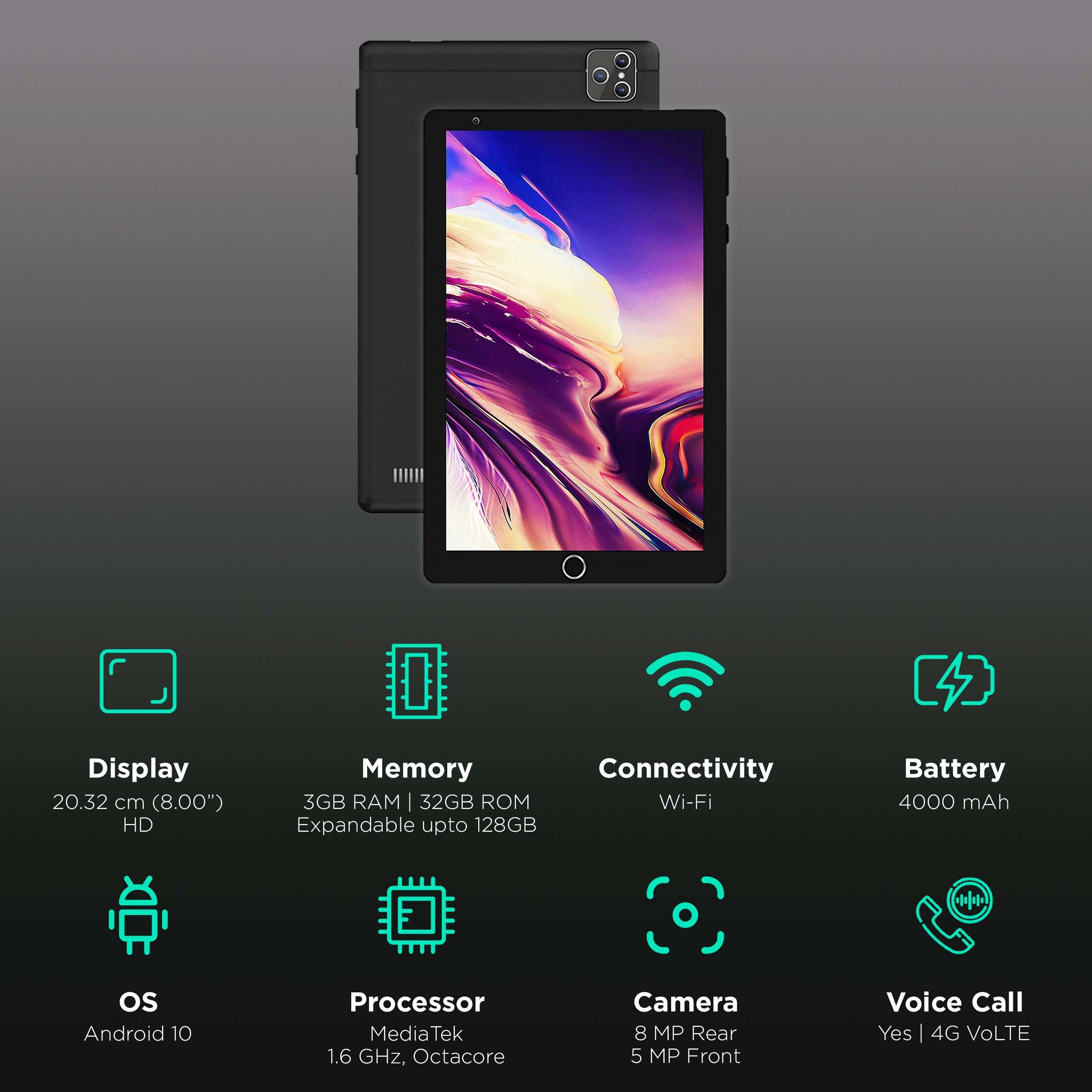 I KALL N17 Wi-Fi+4G VoLTE Android Tablet (8 Inch, 3GB RAM, 32GB ROM, Black) I KALL N17 Wi-Fi+4G VoLTE Android Tablet (8 Inch, 3GB RAM, 32GB ROM, Black)_3