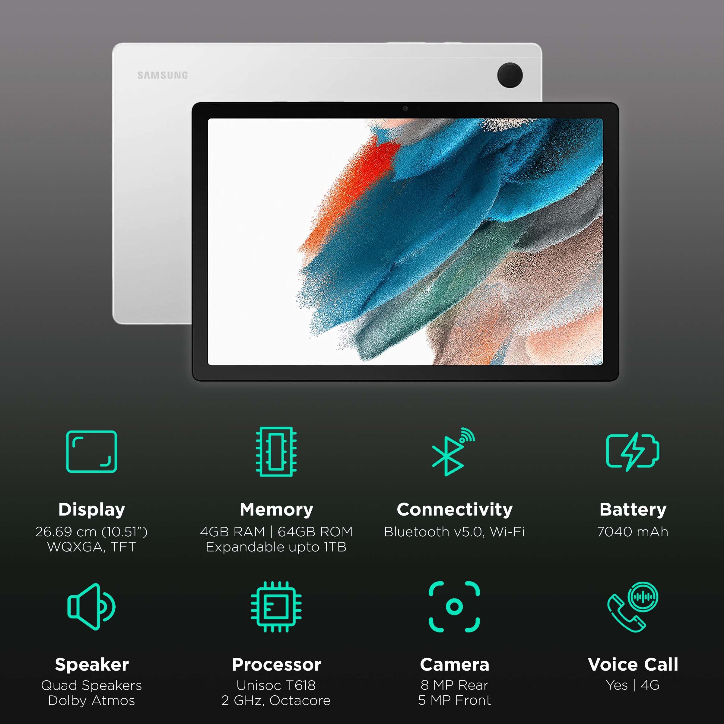 SAMSUNG Galaxy Tab A8 Wi-Fi + 4G Android Tablet (10.5 Inch, 4GB RAM, 64GB ROM, Silver) SAMSUNG Galaxy Tab A8 Wi-Fi + 4G Android Tablet (10.5 Inch, 4GB RAM, 64GB ROM, Silver)_3